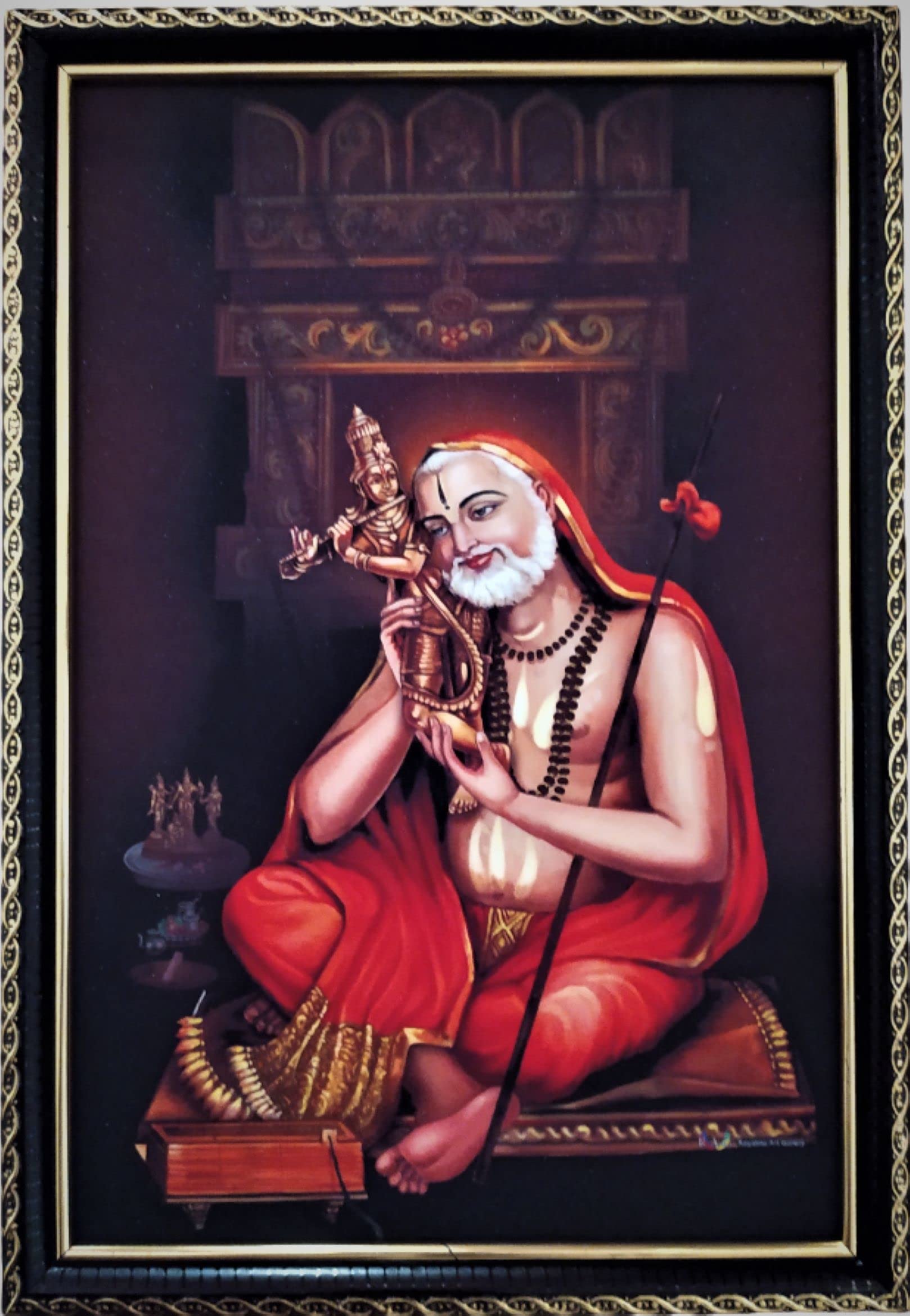 Guru Raghavendra Swamy Photo Frame (RSAF), Premium (Medium Size) 13 * 9 Inch, 6 mm board, Vinyl Print Pooja Photo with Frame