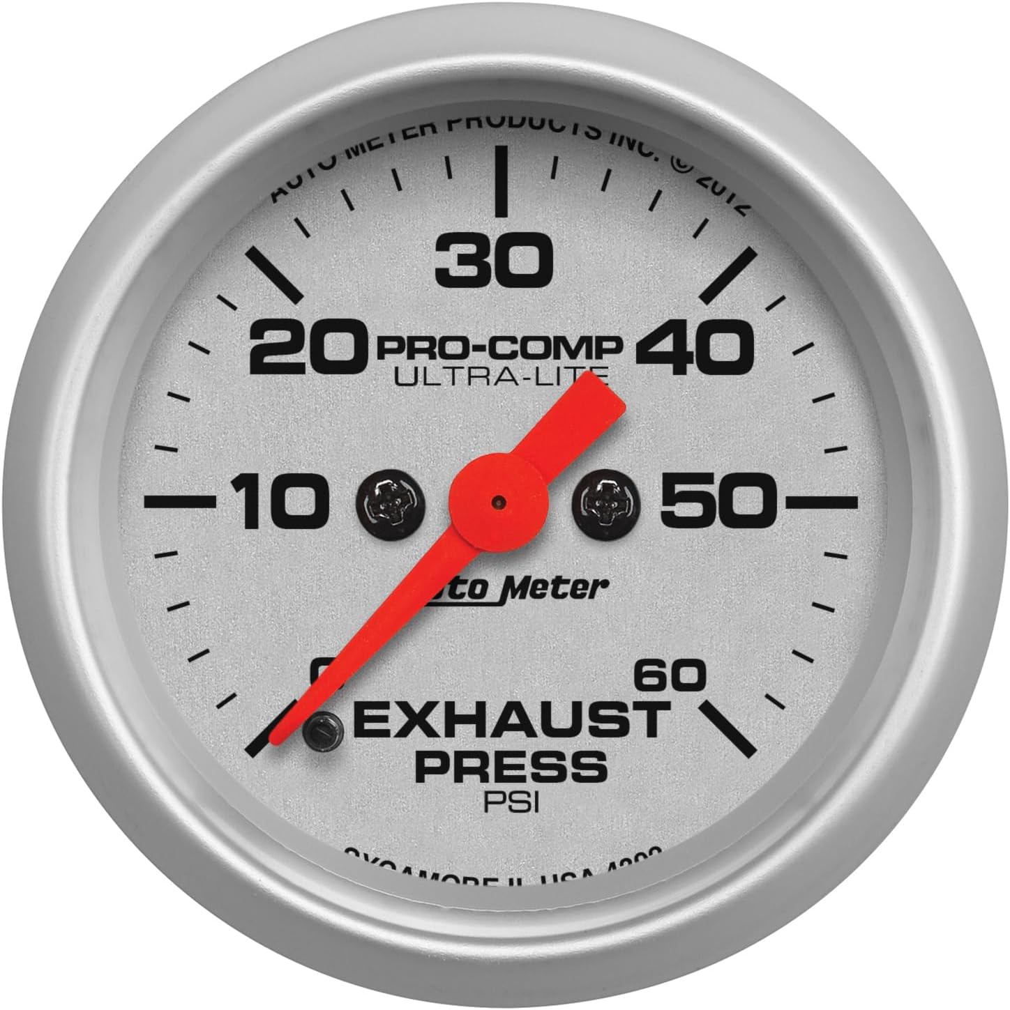 Auto Meter (4392) Ultra-Lite 2-1/16" 0-60 PSI Full Sweep Electric Exhaust Pressure Gauge