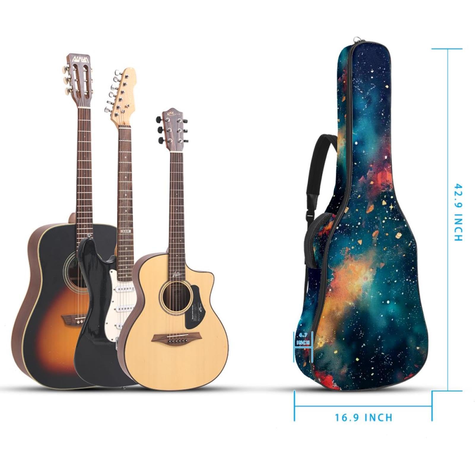 Gitarrentasche in voller Größe, 101,6 cm, 104,4 cm, 106,7 cm, Tragetasche für E-Bass, klassische Gitarre, bunte Rosen und Blumen, Leopardenmuster, Mehrfarbig 09, 42.9x16.9x4.7 in, Lässiger