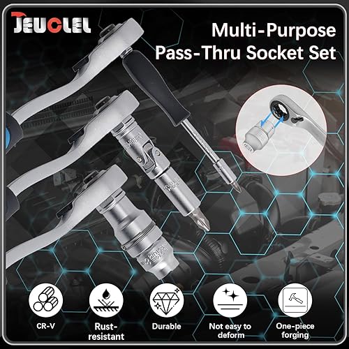 Miniatura 6 de Juego de llaves de vaso maestro de impacto de 14 de pulgada, juego de trinquete con junta universal, juego de llaves de vaso profundas, juego de