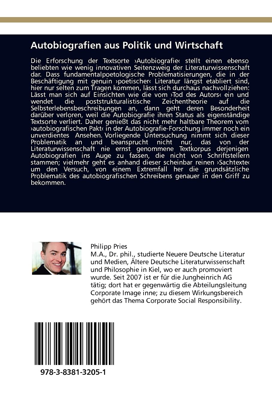 Autobiografien aus Politik und Wirtschaft: Rhetorisch-poetische Verfahren der Beschreibung des eigenen Lebens