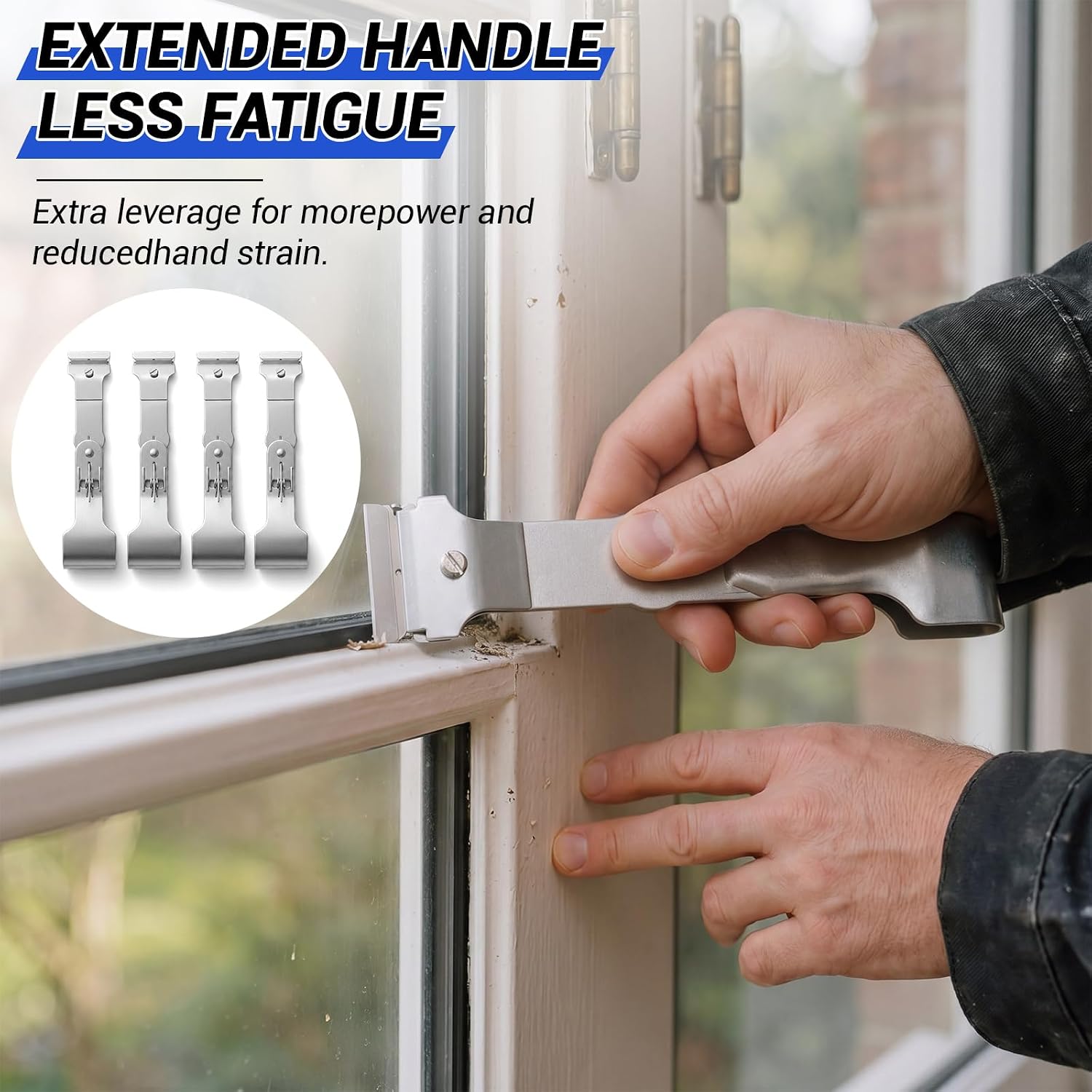 4 Pcs 8" 3-Way Safety Razor Blade Scraper Tool for Removing Adhesive Stickers Varnish Paint Glue Resin Dry Glaze Stains Putty Scratch
