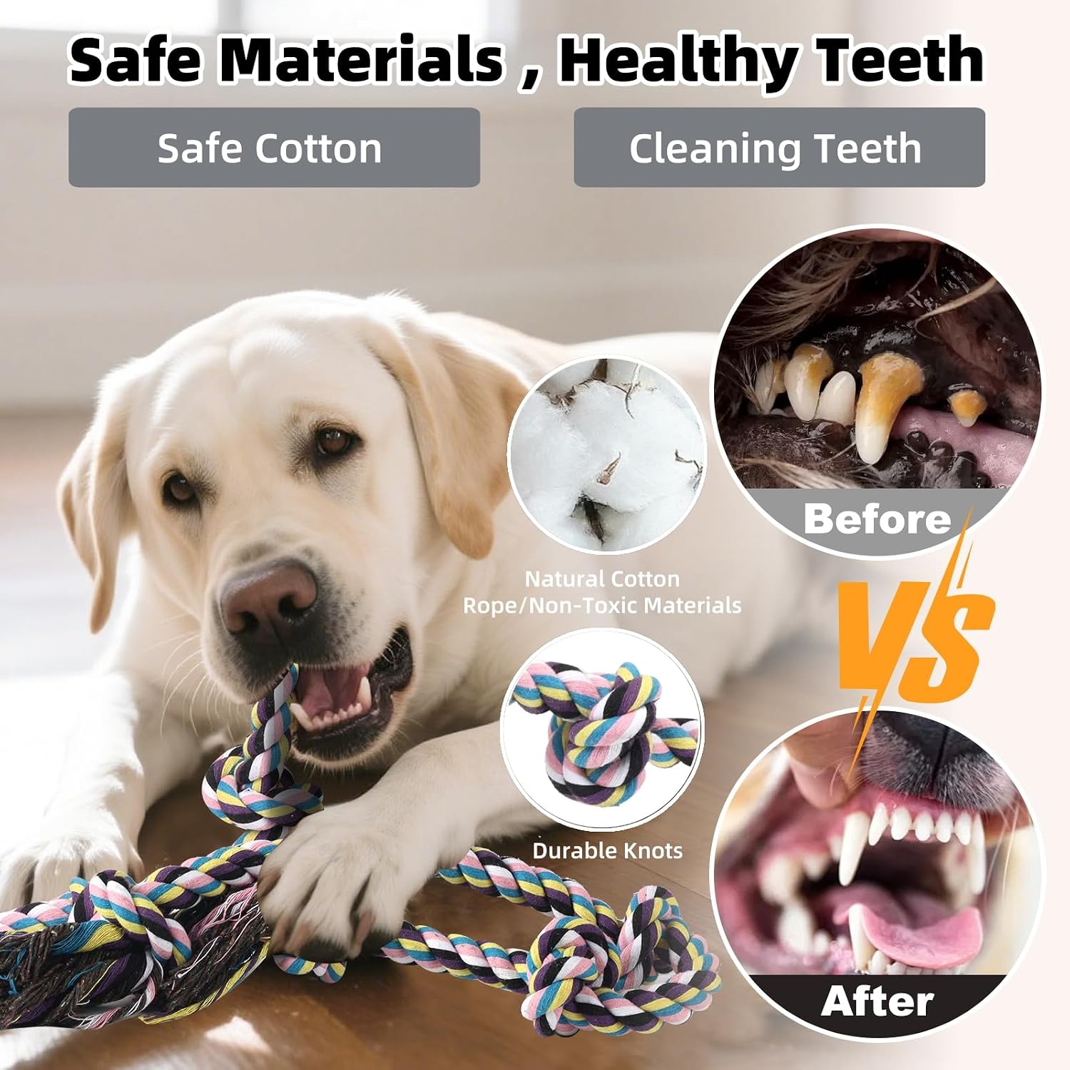 7-Pack Large Dog Rope Toy for Aggressive Chewers - Tug of War Set — view 5