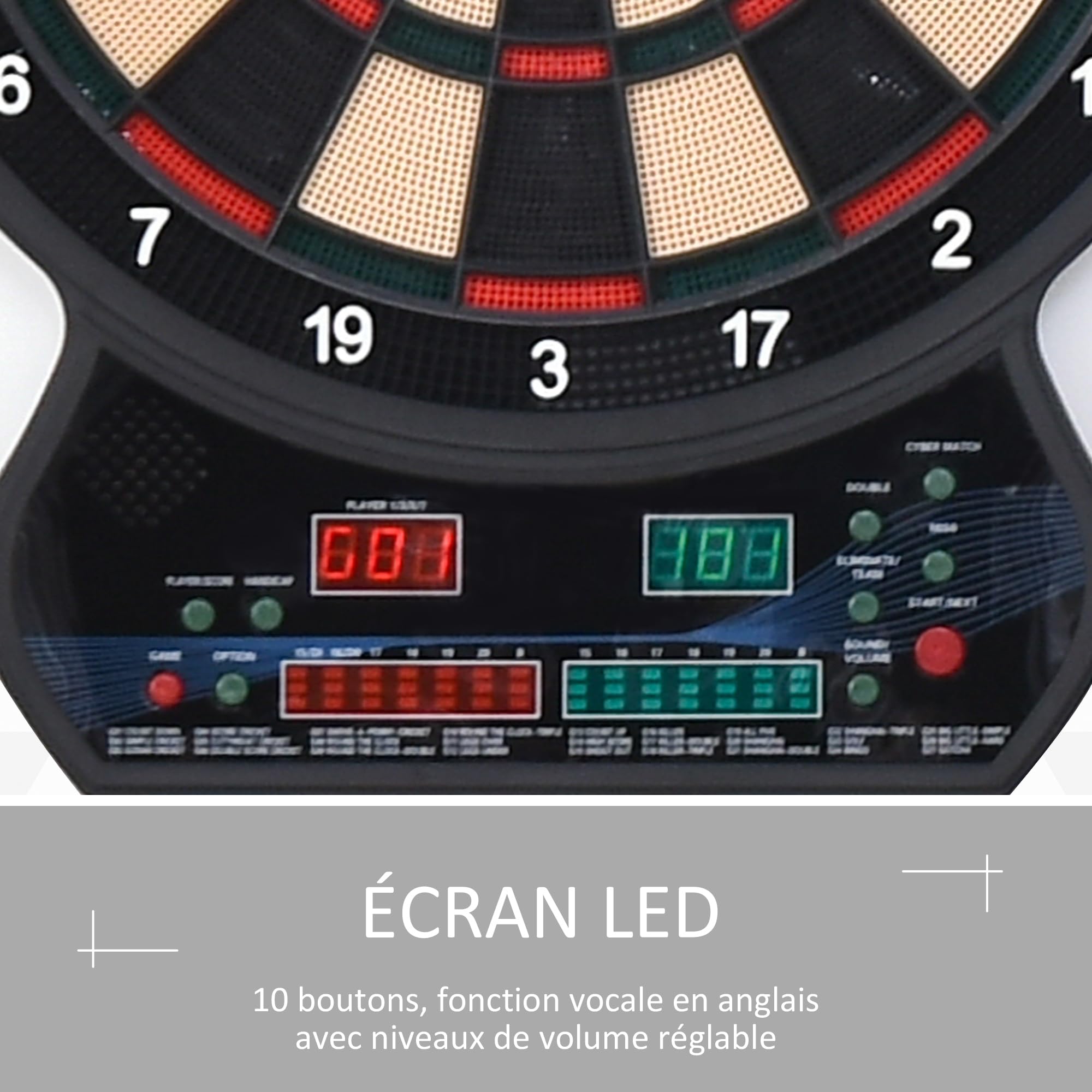 HOMCOM Target - Set di freccette elettroniche con 27 giochi principali fino a 8 giocatori LED Display Nero