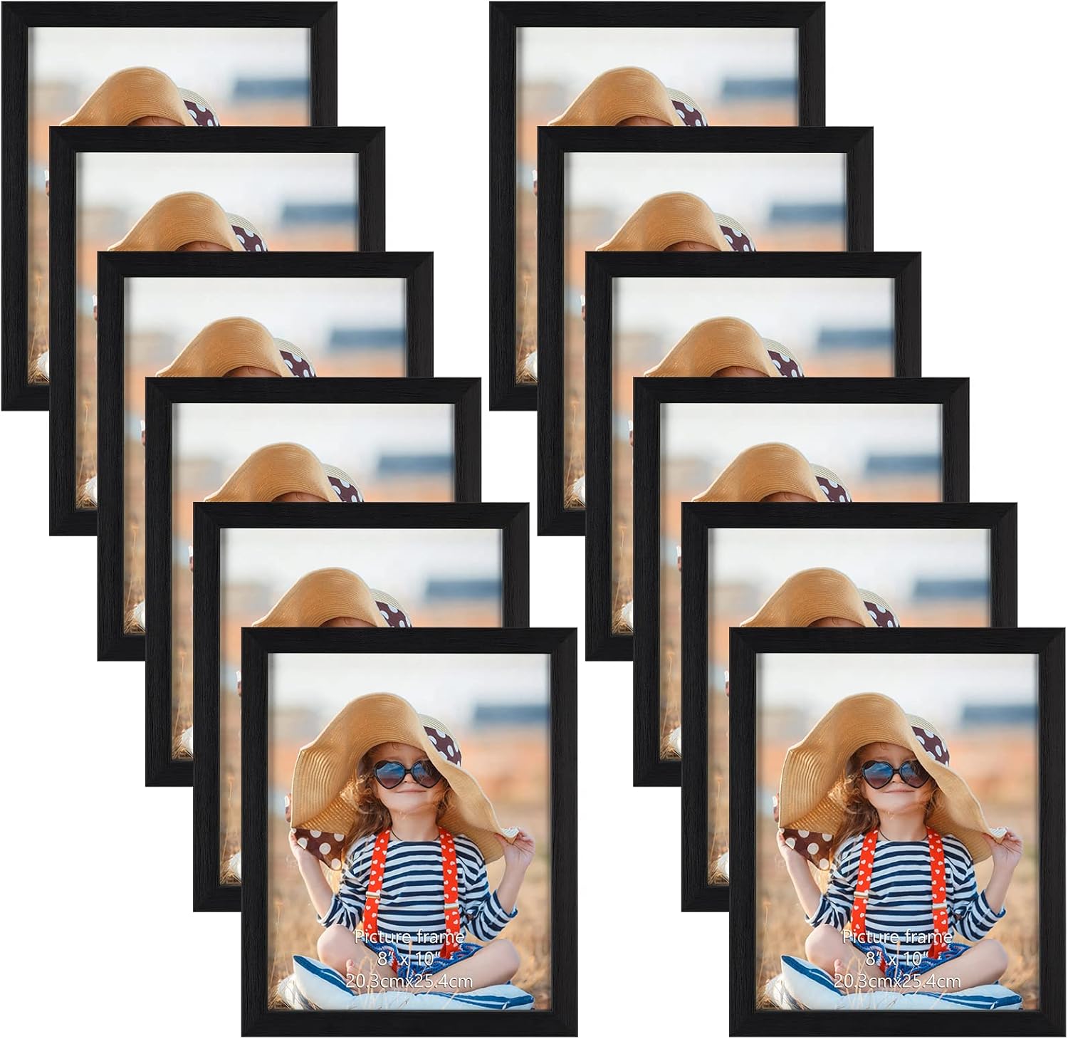 EXYGLO Black Photo Frames 10x8 Set of 12, Multiple 8 x 10 Inch Picture