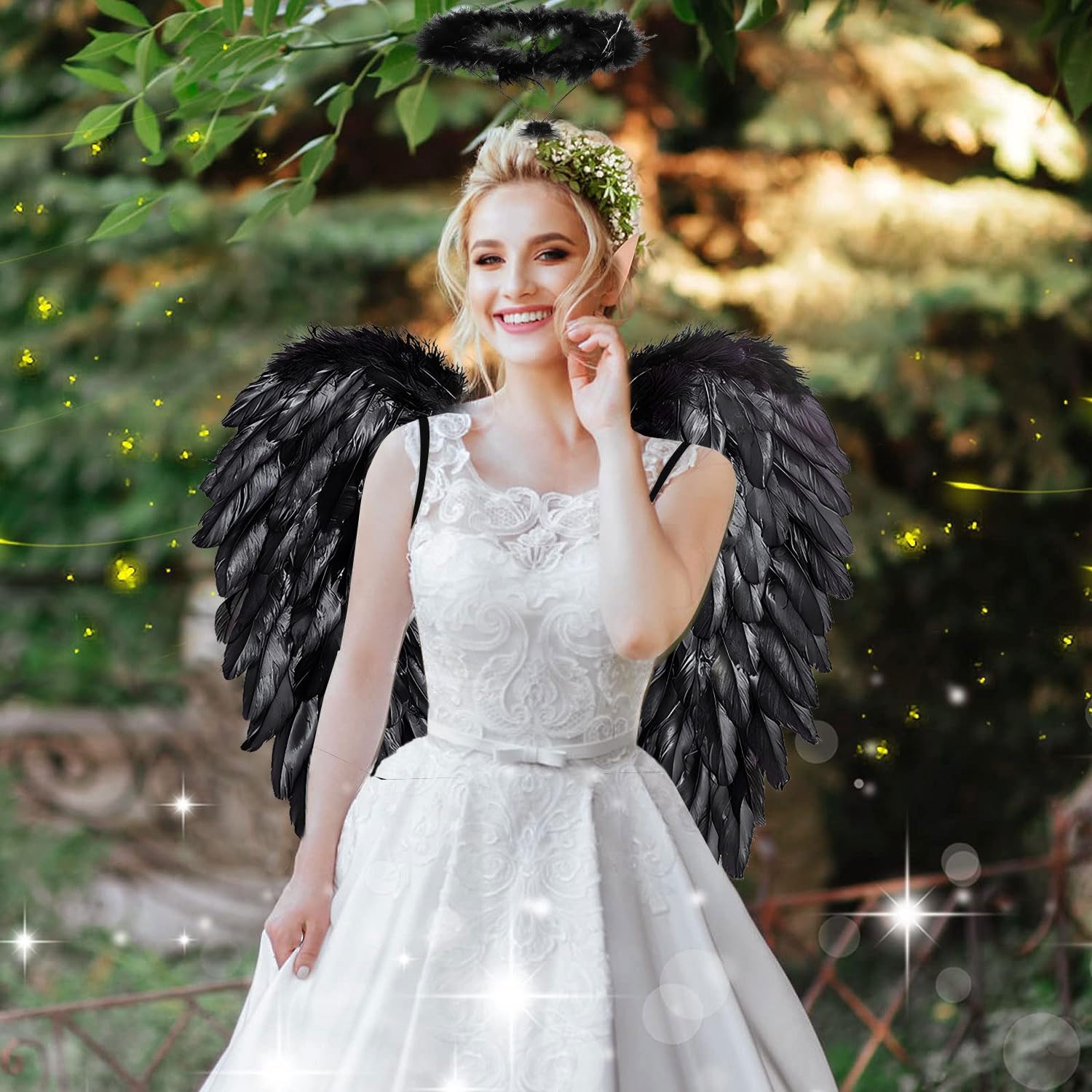 Ali D'Angelo Con Aureola E Bacchetta Magica - Costume Da Fata Per Adulti, Per Halloween E Feste In Maschera - Foto 12