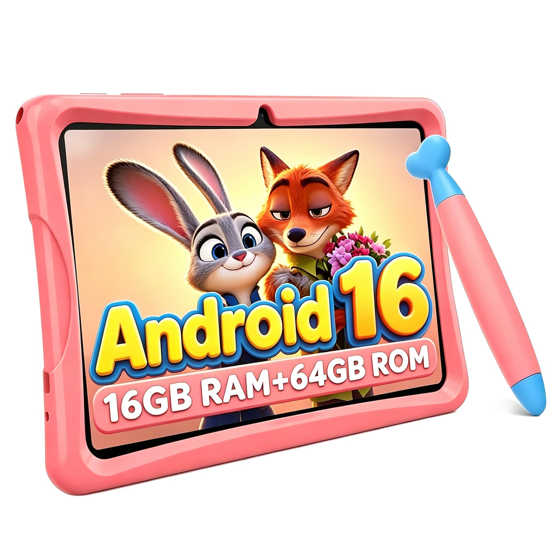 2026 upgraded kids tablet, android 15 tablet for kids age 3-7, parental control, pre-installed educational apps, includes eva protective case & drawing pen, 12gb+64gb, 2tb expand