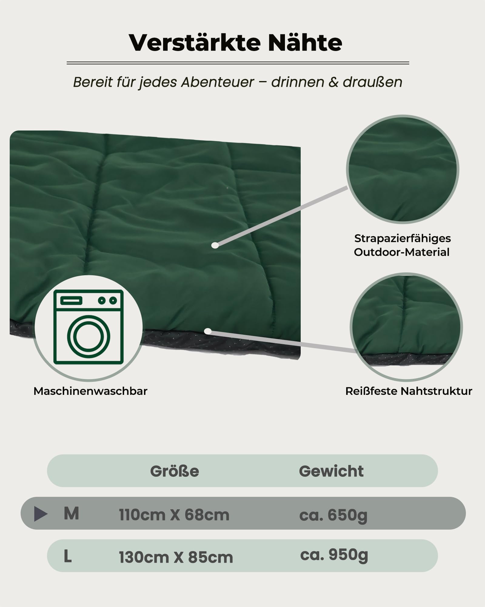 EpicRove Hundedecke für unterwegs wasserdicht – rutschfeste Hundematte 110×68 cm, waschbar Hundebett – Outdoor, Reise & Auto‑Kofferraum Komfortkissen für Hunde & Katzen (Grün) - Image 4