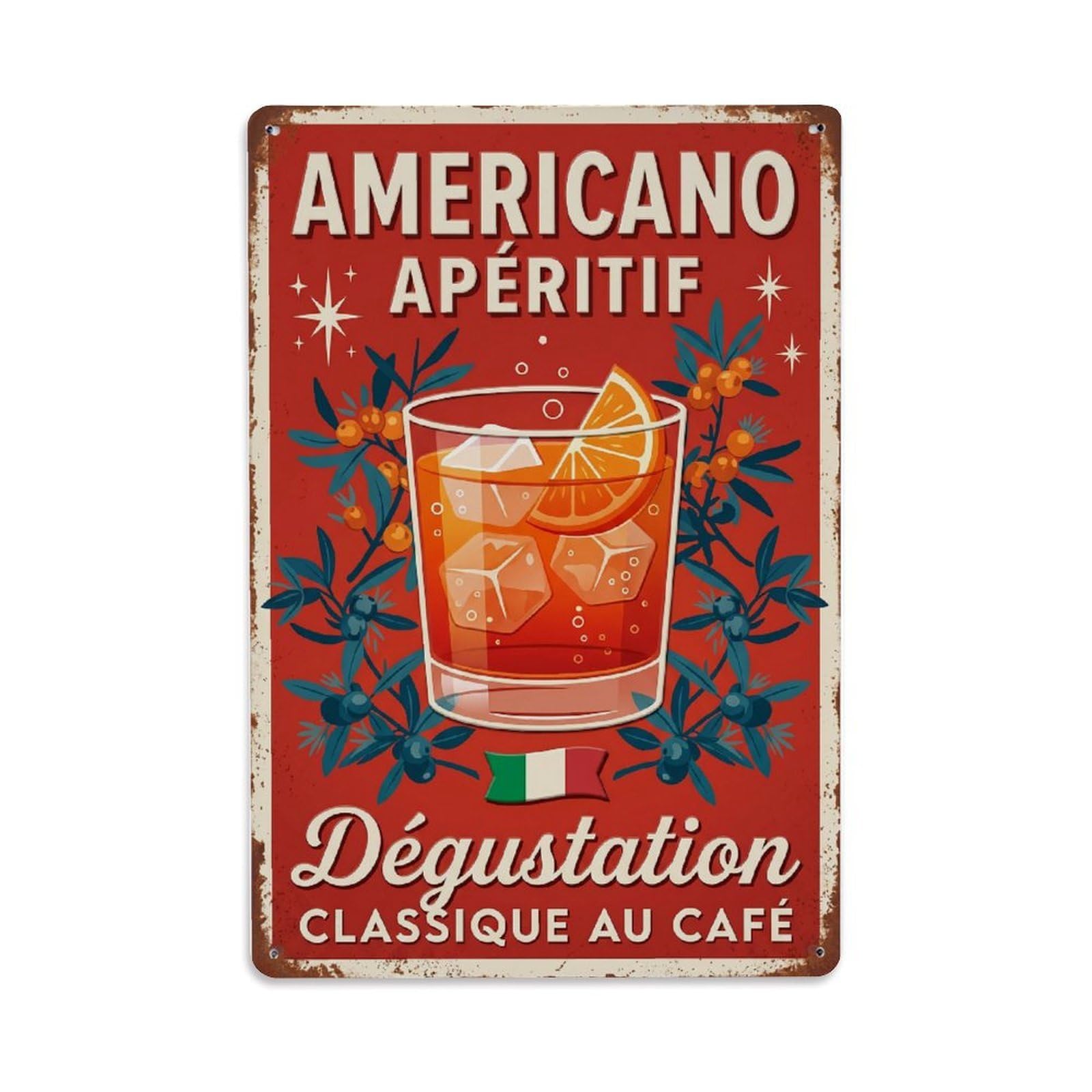 Americano Latin American Spirit Metal Tin Sign Plaque Wall Decor for Cafe, Club Bar, Office, Home Garden Metal Poster 8x12Inch