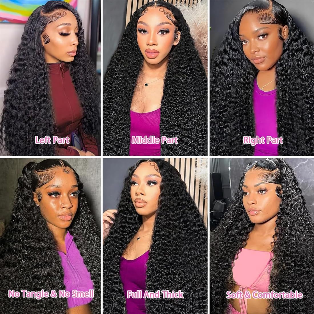 BELE 13x6 Deep Wave Lace Front Wigs Human Hair 26 Inch 200% Density Deep Curly Lace Front Wigs Human Hair Brazilian Vrigin Hair Curly HD Transparent Lace Frontal Wig Pre Plucked with Baby Hair