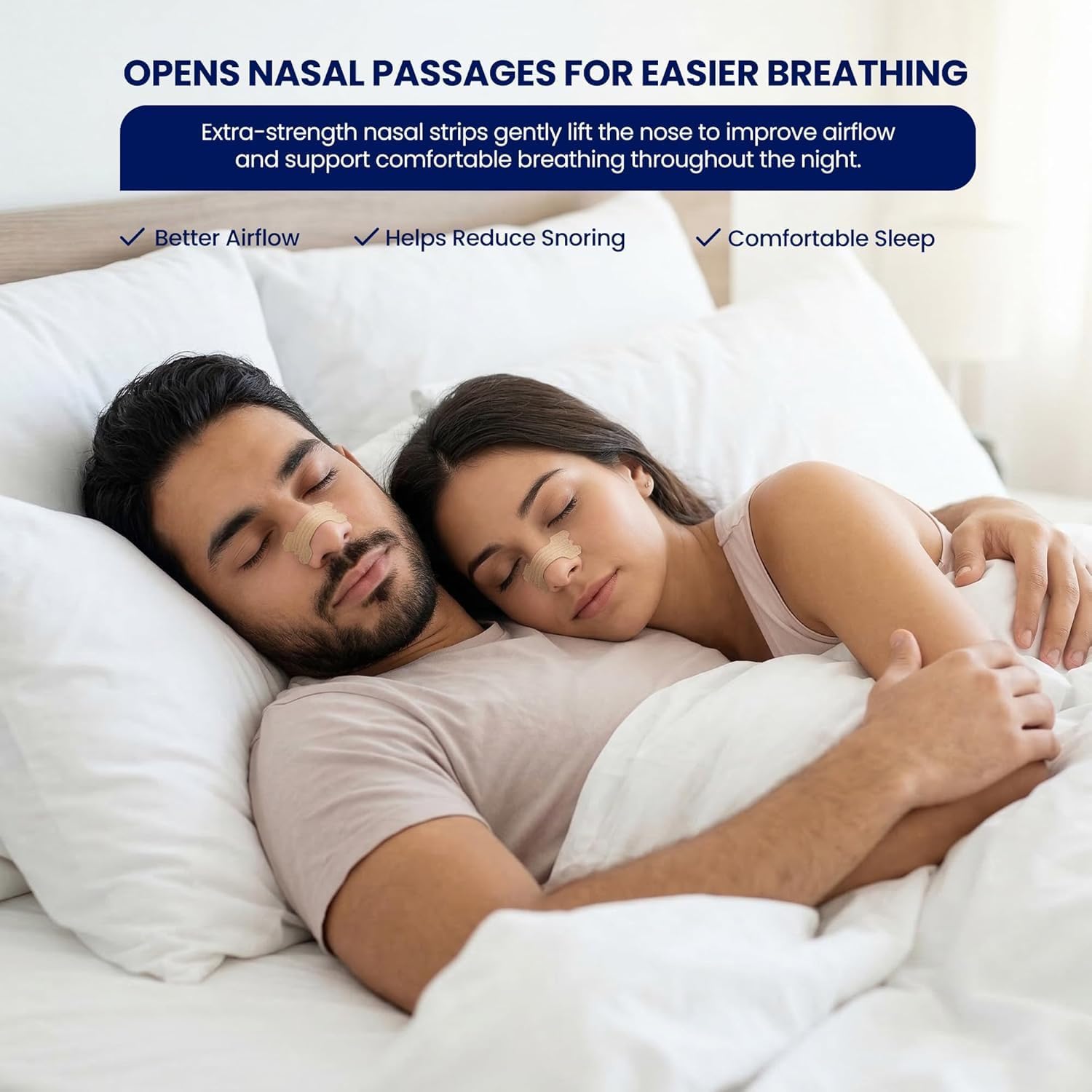 MASSNER Nose Strips for Breathing, Large Breath Strips for Sleeping, Snoring Support, Stuffy Nose and Congestion Relief - Better Night Airflow, 100 Nasal Strip