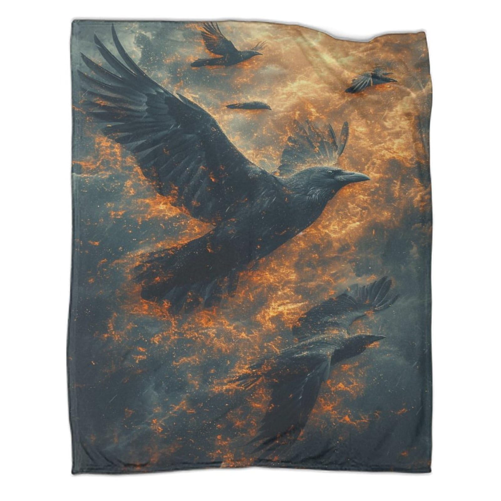 3D Autumn & Winter Flannel Blanket 3D Art Crow Fleece Throw Blanket for Boys Girls Cozy Plush Blanket Fuzzy Warm Blanket for Sofa Bed Couch 50x60inch(127x152cm)
