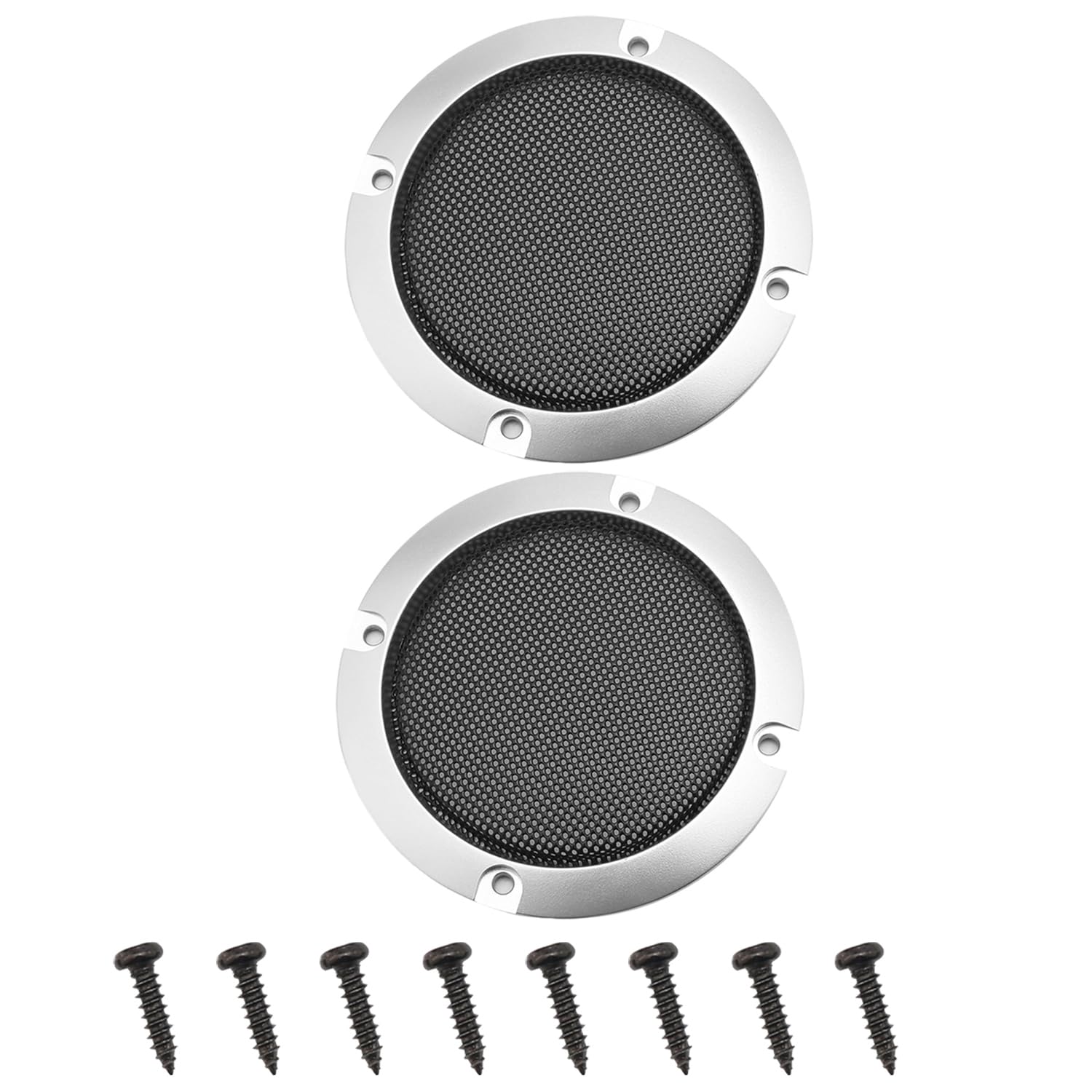 Bettomshin 2Pcs 3.5inch /95mm Speaker Grill Mesh Decorative Circle Woofer Guard Protector Cover Audio Accessories Metal Trim Silver-image-41