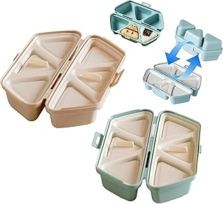 2 Pack 6-in-1 Onigiri Mold, Triangle Rice Ball Sushi Making Kit, Quickly Makes 6pcs Sushi, Easy to Store & Carry (Gray + Blue)