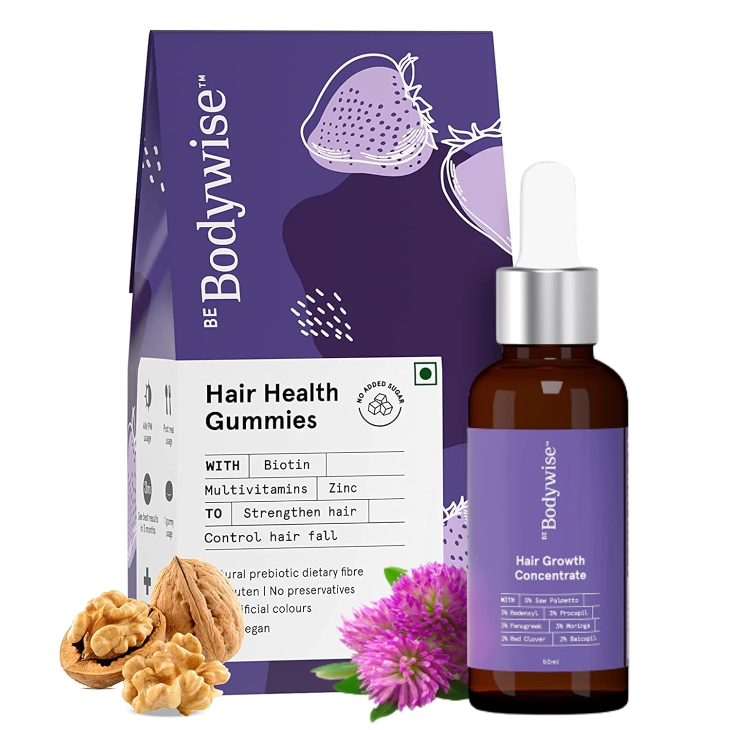 Buy Be Bodywise Hair Gummies (30 Days Pack) & Hair Concentrate Serum 50ml With 3 Redensyl, 3