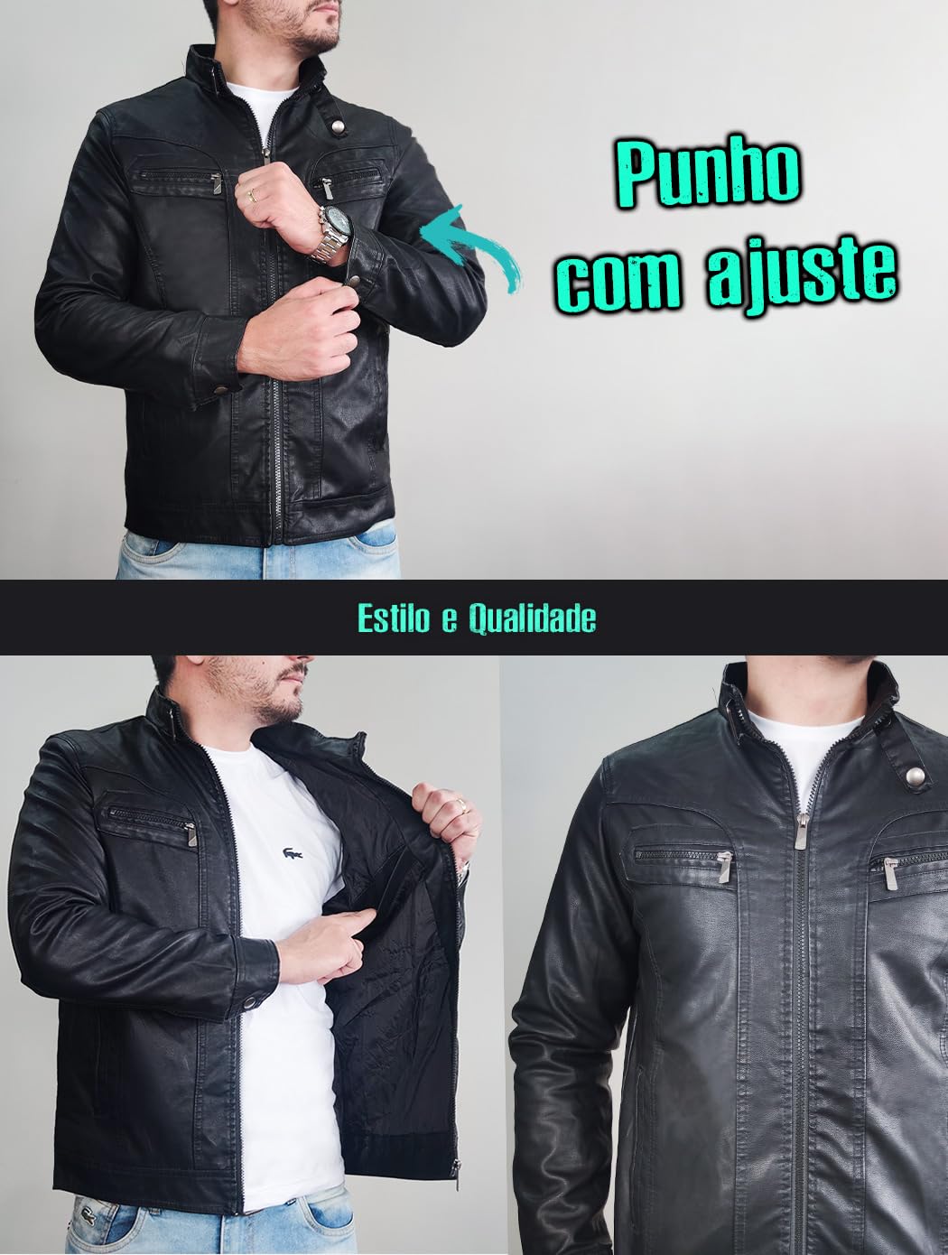 Jaqueta de Couro Masculina Casaco Ozzy Corta Vento Slim em promoção! Veja a oferta e mais achadinhos de Jaquetas & Casacos 5 Hoje é o melhor dia para comprar Jaqueta de Couro Masculina Casaco Ozzy Corta Vento Slim com aquele preço maroto! Promoção! Aproveite a oferta! 5