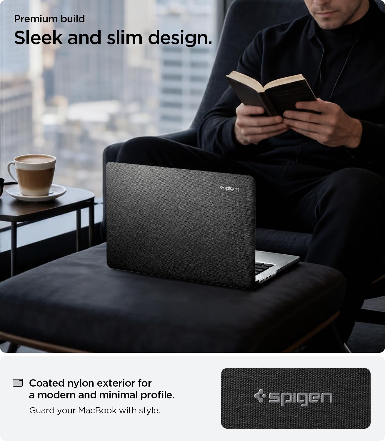 Spigen Urban Fit Hülle Kompatibel mit MacBook 16 Zoll M5 Pro / M5 Max (2026), M4 / M3 / M2 / M1 Pro/Max Serie (2024/23/21) - Schwarz