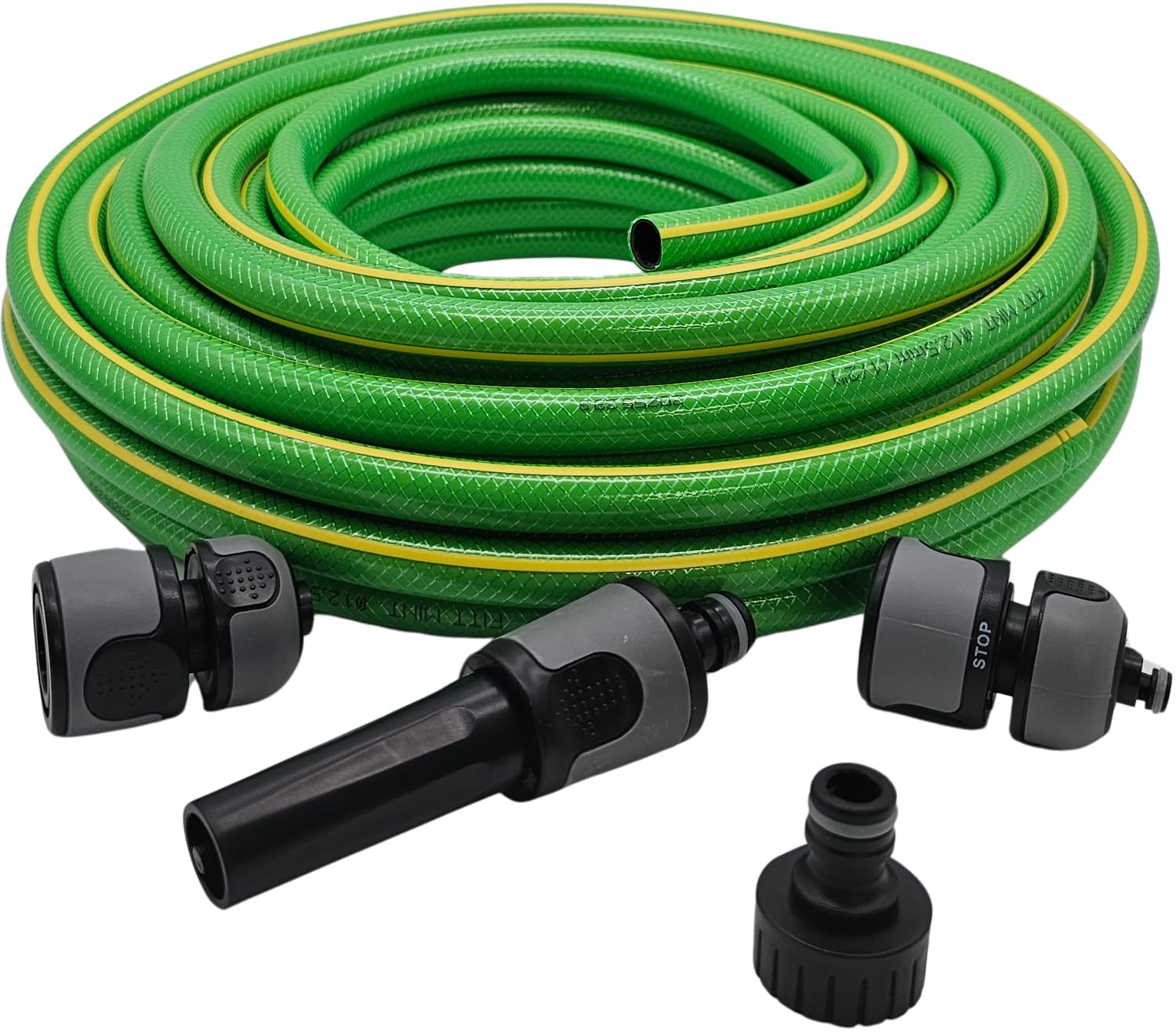 Bambelaa! Gartenschlauch 1/2 Zoll 30m Mit Anschluss Set Grün Knickfester Robuster Wasserschlauch Garten Wasserstop Anschlüsse 24 Bar Druckfester Schlauch Mit Sprühdüse Für Gartenbewässerung Balkon