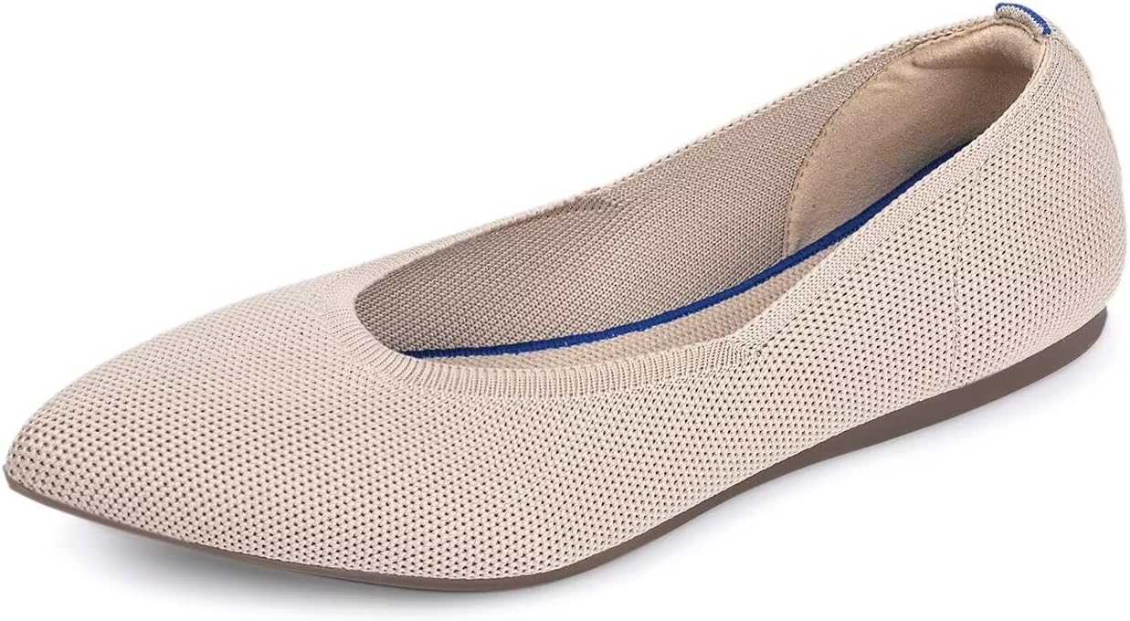 Frank Mully Womens Pointed Toe Flats Knit Dress Shoes Comfort Women Shoes Softable