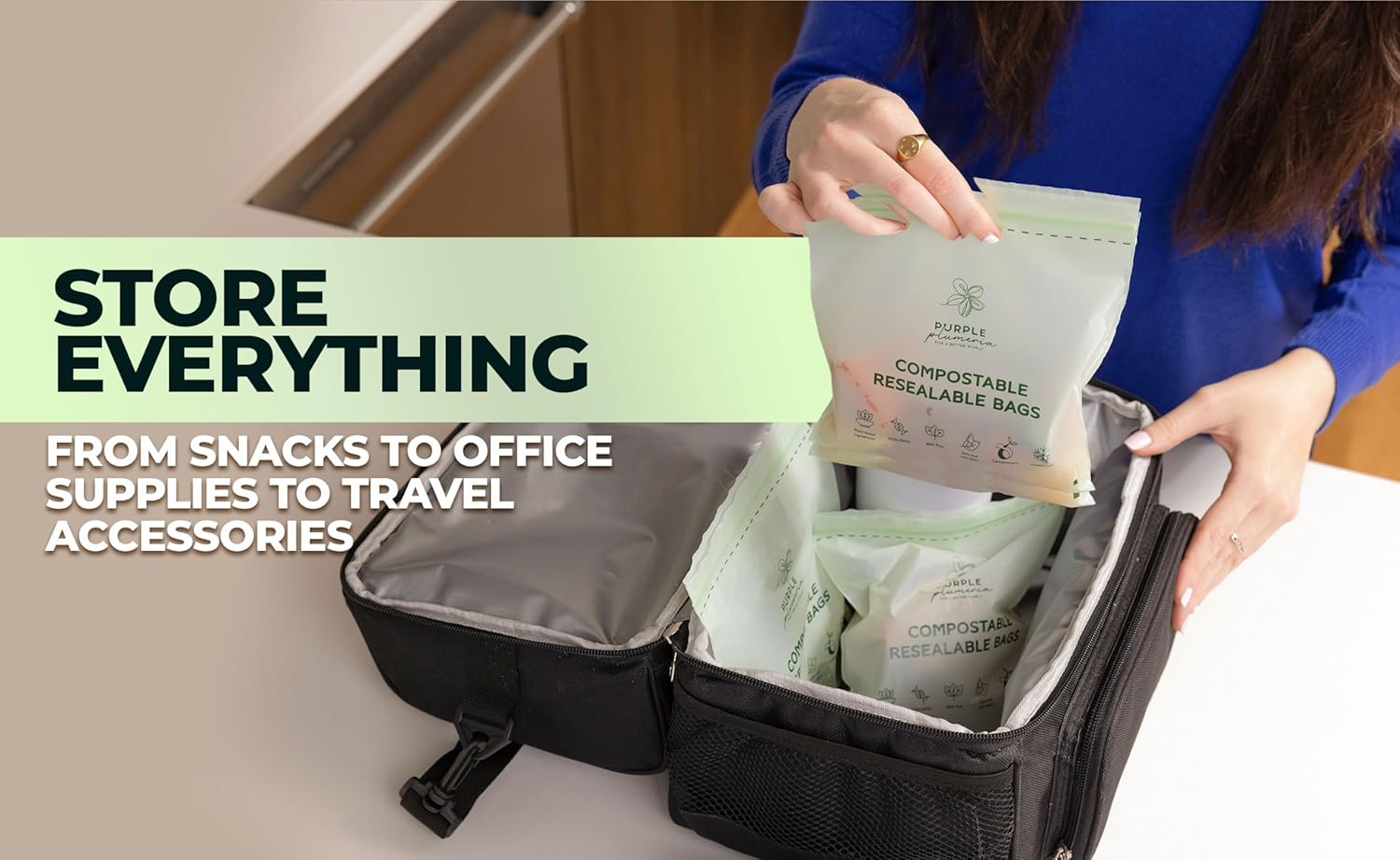 100% Certified Compostable Quart & Gallon Bags (30+50 Counts), Resealable BioBased Bags, Leak Proof And Freezer Safe, Extra Strength Storage Bags, Also Available in Snack & Sandwich Size | Compostable