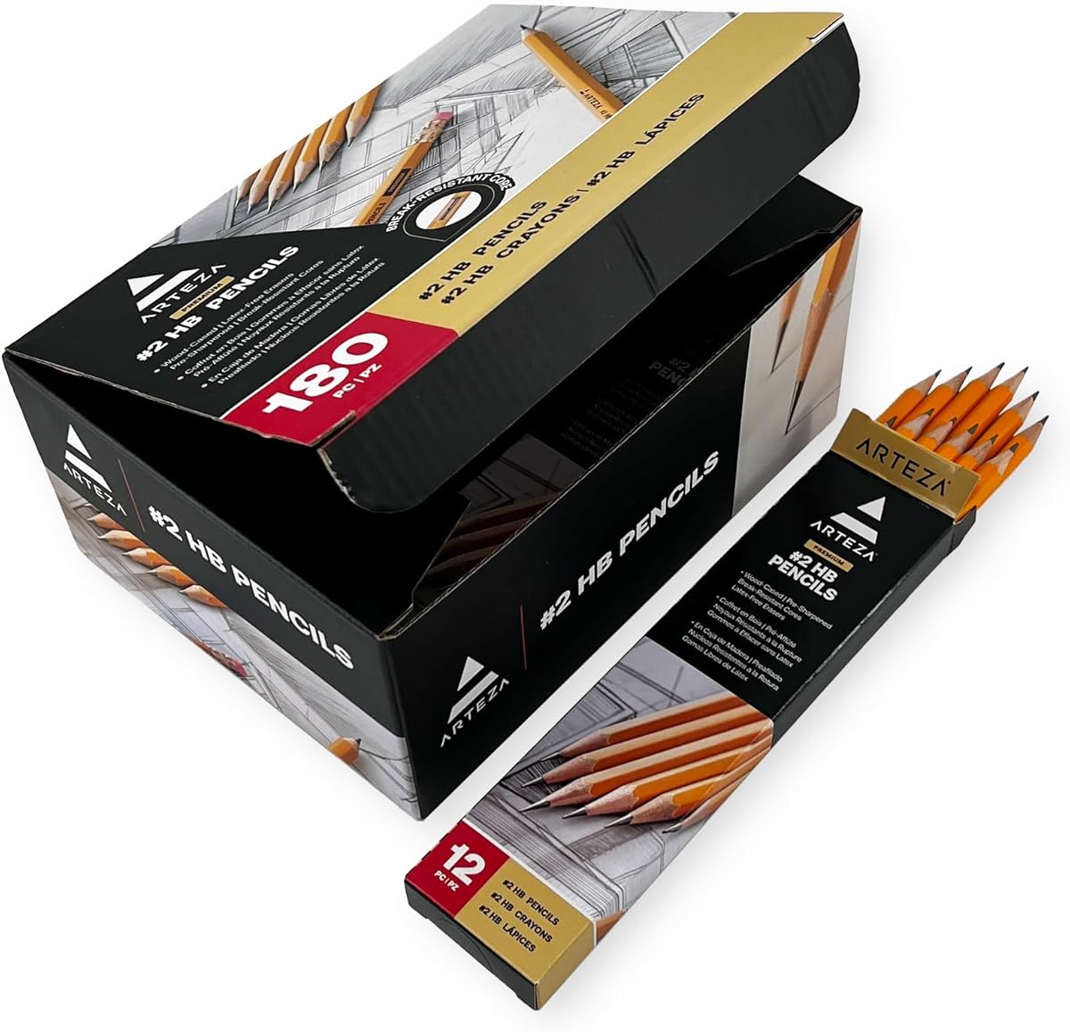 ARTEZA HB Pencils #2, Pack of 48 – Pre-Sharpened Wood-Cased Graphite with Latex-Free Erasers, School & Office Bulk Writing Tools : Office Products