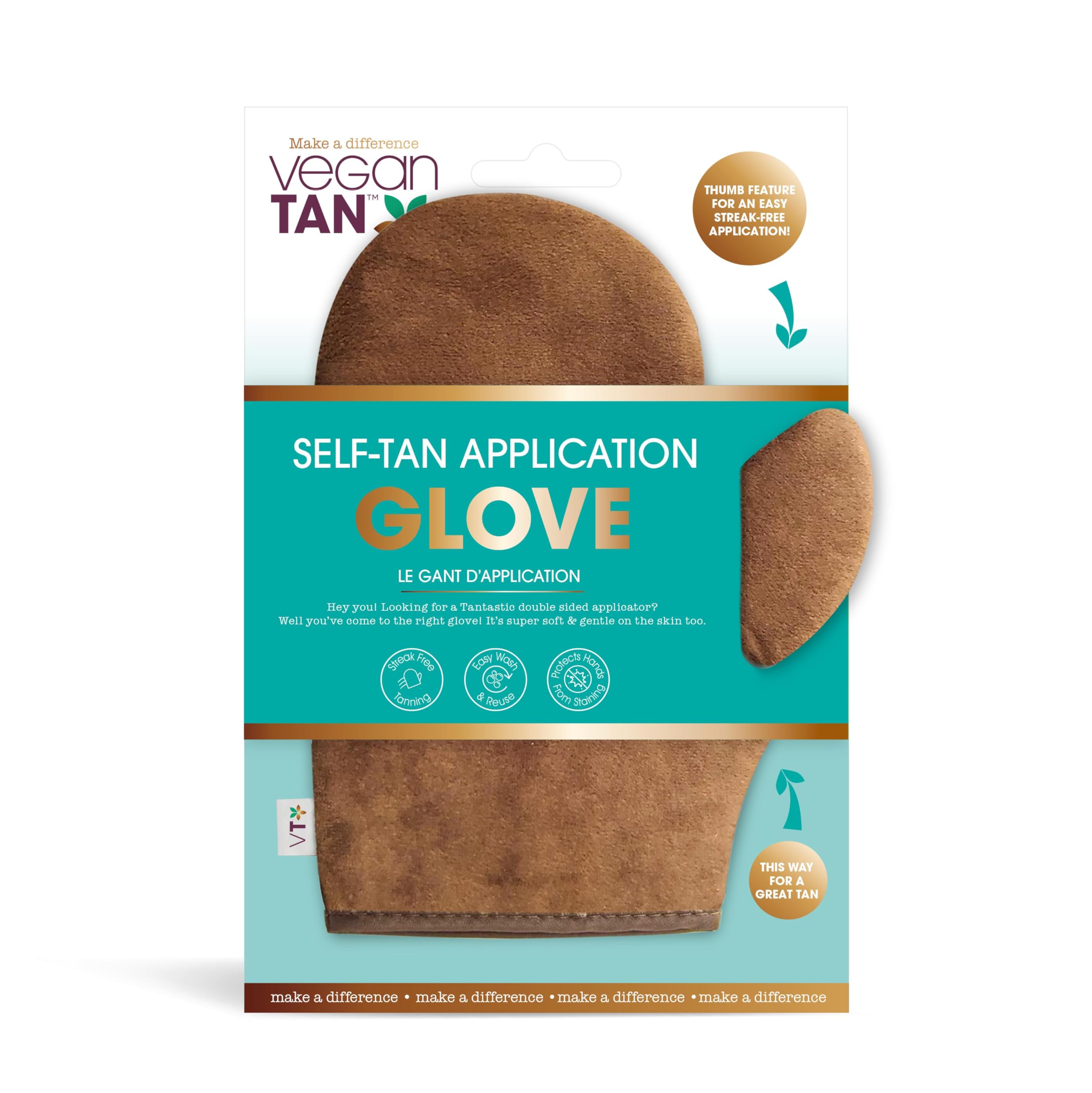 VeganTan Self Tan Tanning Mitt Double Sided Washable Reusable Glove