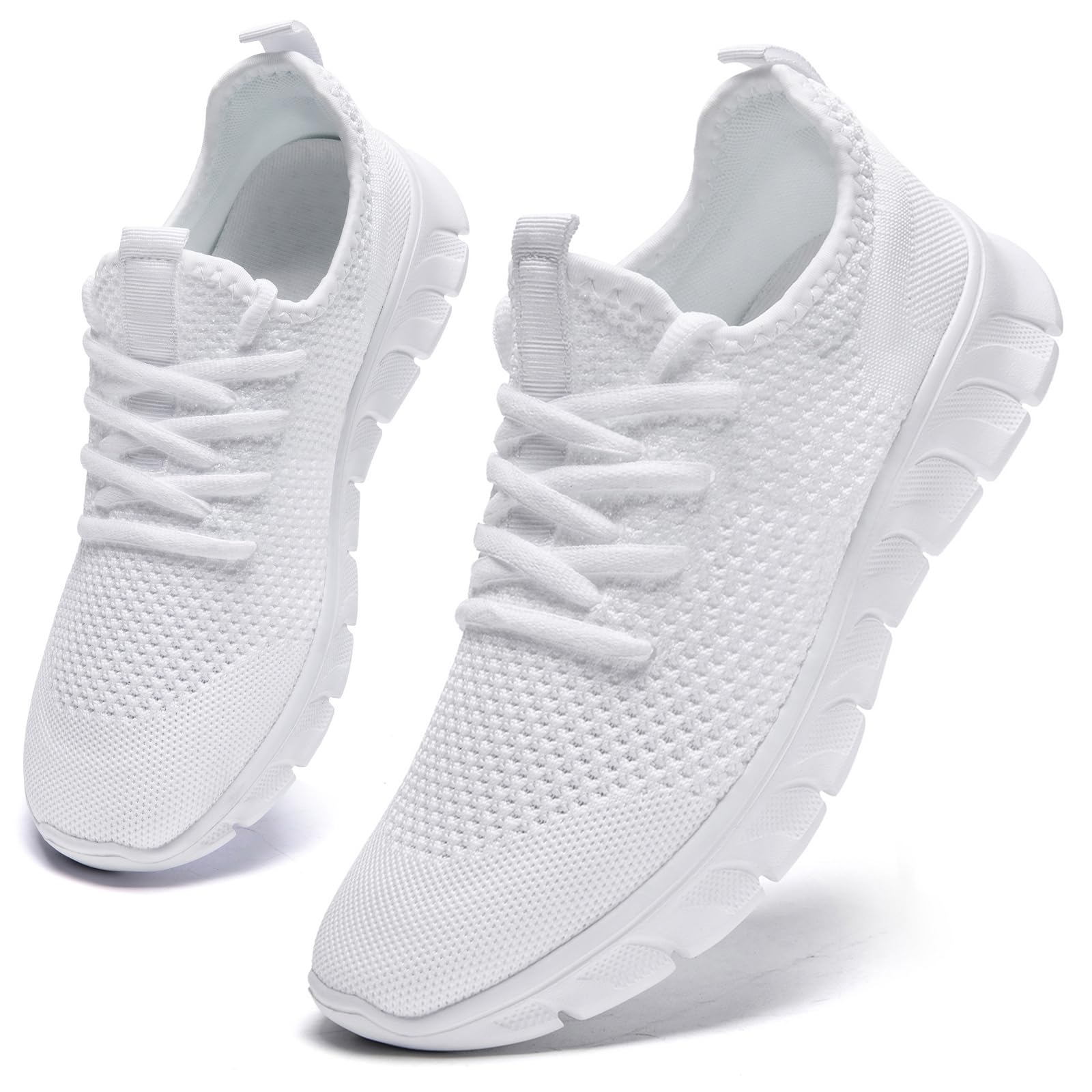 Running Tennis Shoes for Women Men Breathable Walking Shoes Lightweight Soft Mesh Athletic Gym Sneakers Workout Fashion Sneakers Lace up Daily Footwear 8 Women/6.5 Men White
