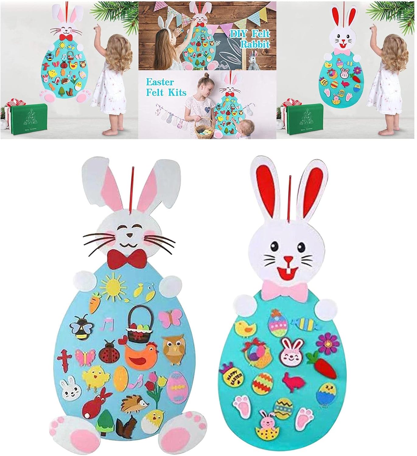 Loom Tree® DIY Felt Bunny Pendants Rabbit Easter DIY Wall Hanging Gift Home Decor Pink| Home Decor | Decals, Stickers & Vinyl Art