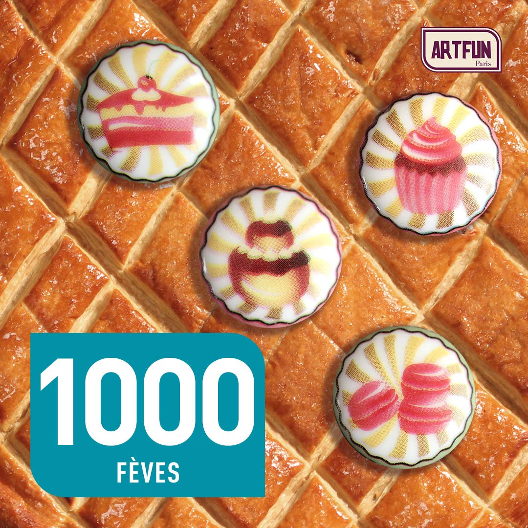 ArtFun Lot 1000 FEVES Collection I Love Cake - Feve Galette des Rois Epiphanie Premium - Feve Porcelaine Alimentaire