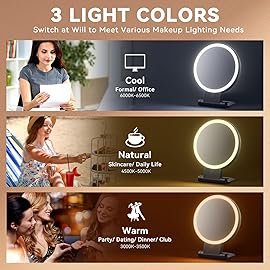 1X/30X Magnifying Mirror with Light, Double Sided Makeup Mirror with Adjustable 3 Color Light, 2000mAh Rechargeable Lighted Magnifying Mirrors with Tweezer, Foldable Travel Mirror with Rotation