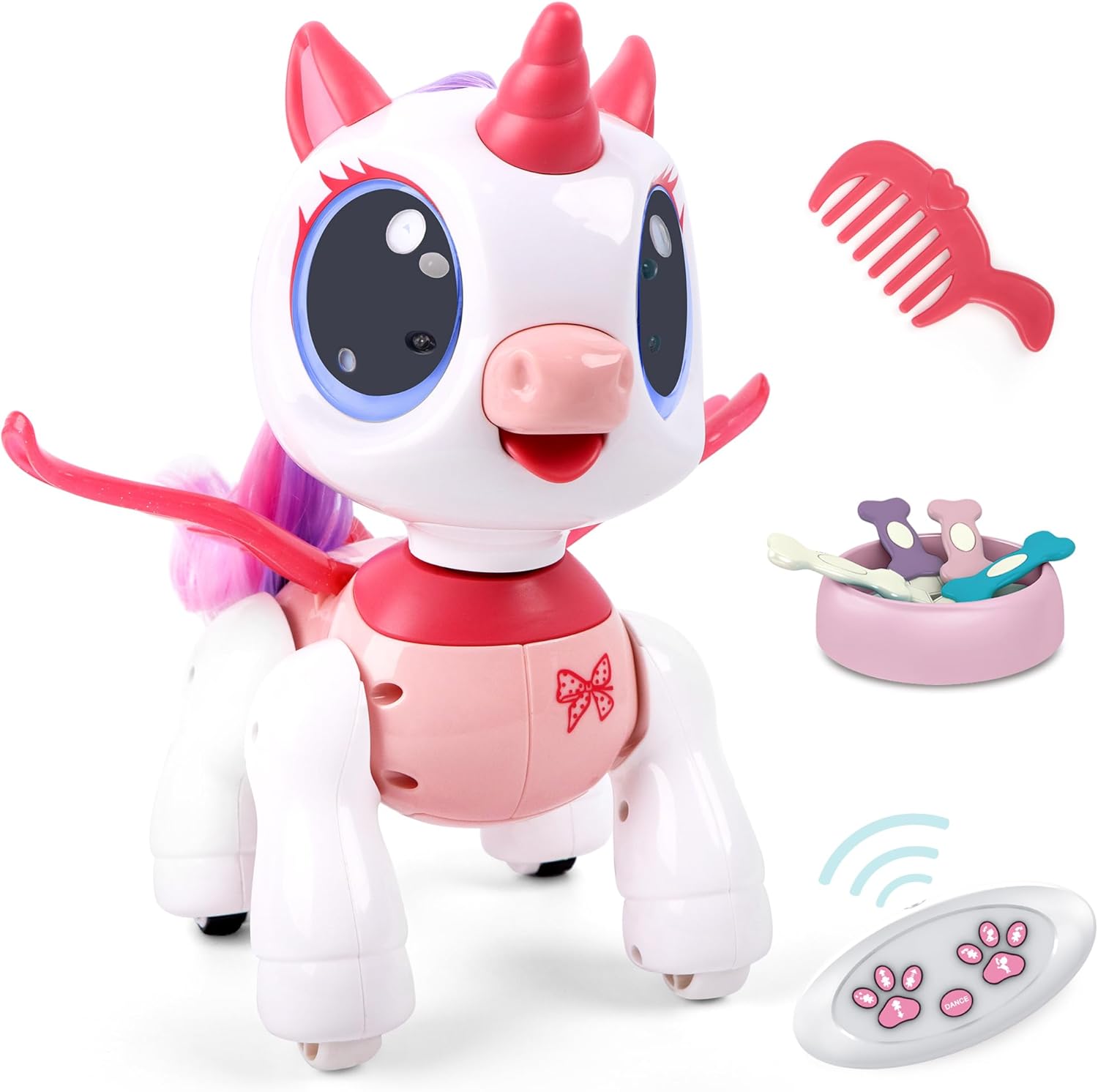 Remote Control Unicorn for Girls - Companion Pet Toys Electronic Pink Pegasus,Music and Waking Robot Christmas Birthday for Children 3 4 5 6 7 8 Years Old