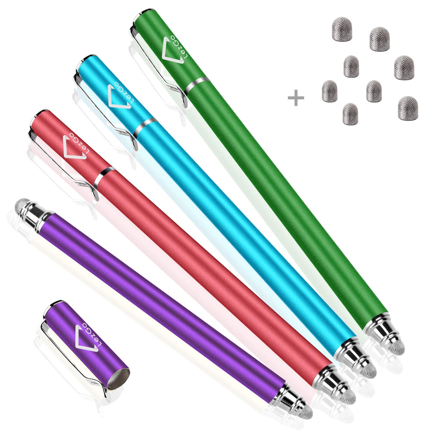 Stylus Pens for Touch Screens(4Pcs), High Sensitivity 2 in 1 Fiber Tips Capacitive Stylus, for iPad iPhone Tablets Samsung Galaxy All Universal Touch Screen Devices with 8 Extra Replaceable Tips