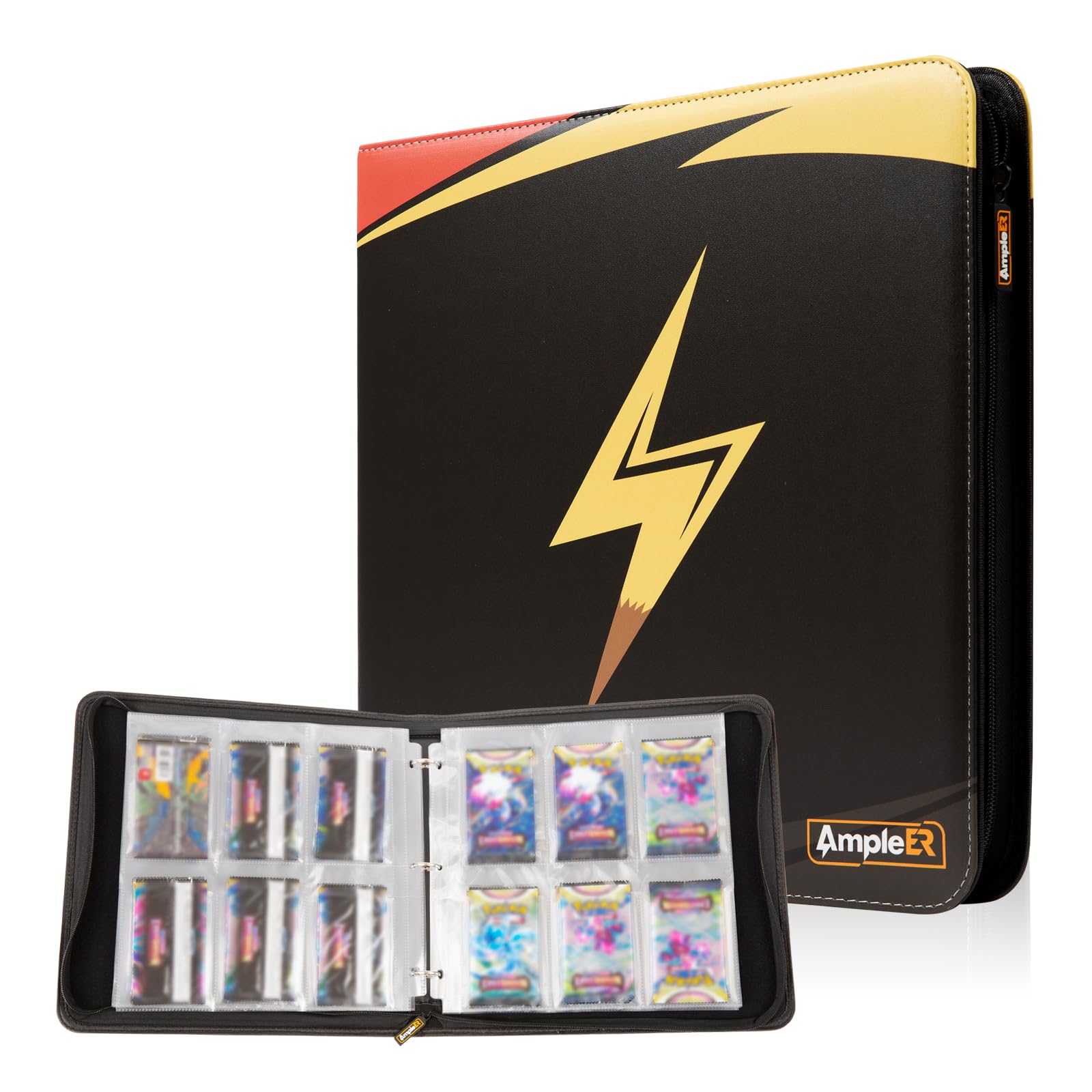 Ampleer Booster Pack Storage Binder, 6 Pocket Sleeves Hold 60 Sealed Card Packs for TCG MTG Display Collection (Yellow) Toys