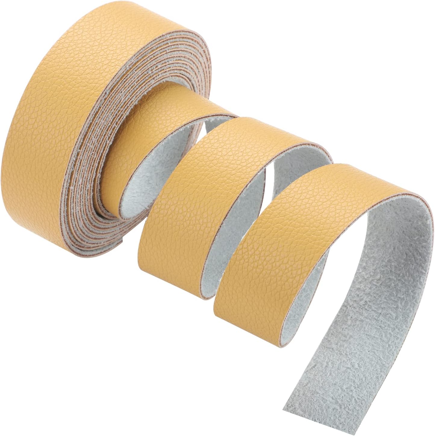 CDY Lychee Pattern Leather Strap 90 Inches Long 1 Inch Wide, Leather Strips Very Suitable for DIY Craft Projects, Pet Collars, Traction Ropes,Belts, Keychains, Leather Watch Straps (Light Yellow)