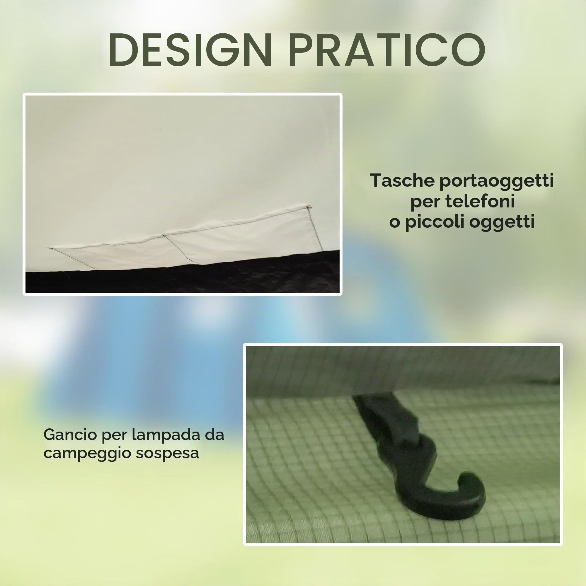 Outsunny Tenda da campeggio gonfiabile per famiglie tipo tunnel per 3-6 persone Tenda da campeggio glamping con vestibolo Finestre in rete e borsa per il trasporto Protezione UV 50+ Impermeabile