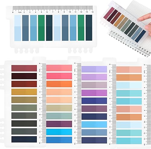 KISTARCH Pestañas adhesivas transparentes de 1000 piezas con regla, pestañas de índice de tiras coloridas para anotar marcadores de página