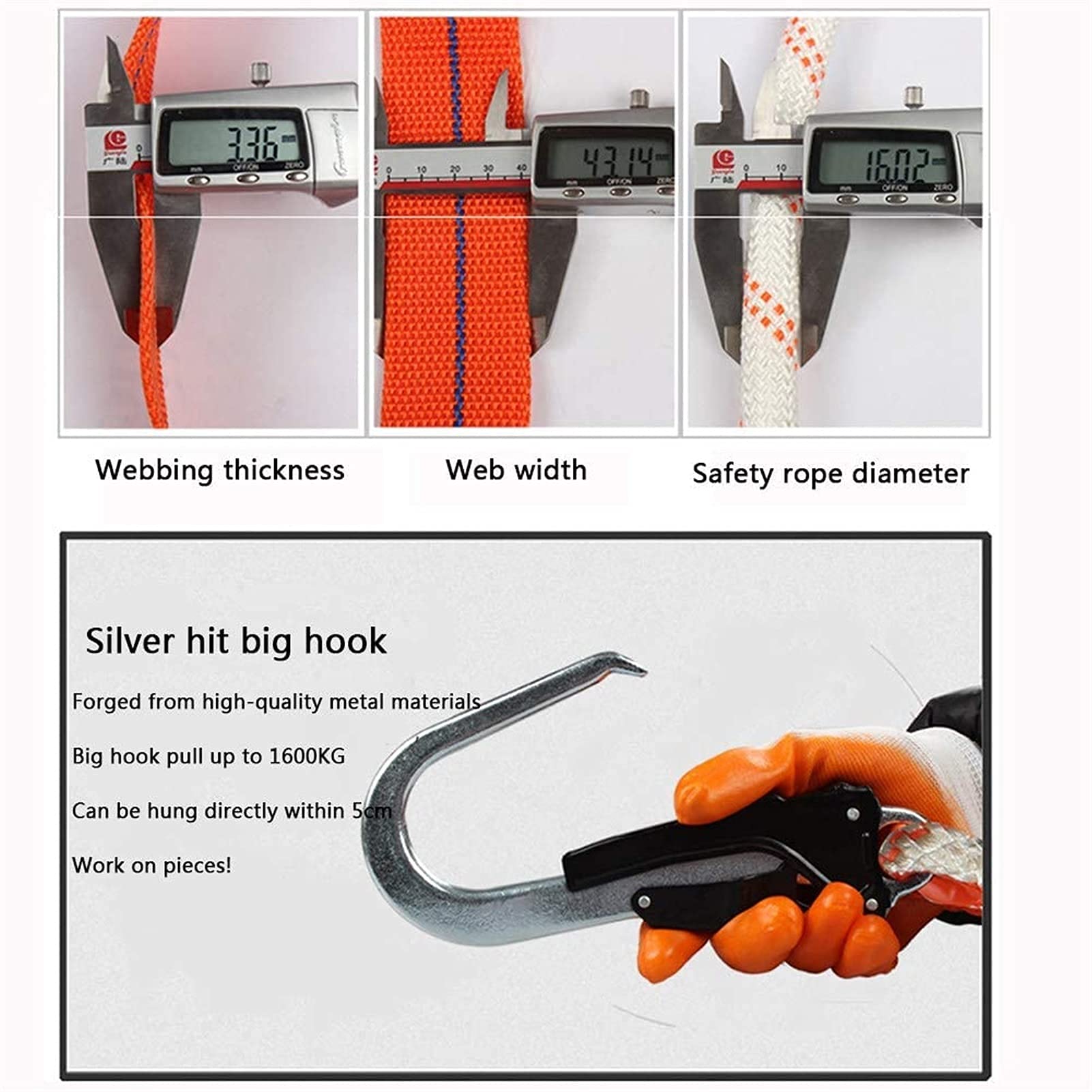 SwaYve Arnés de Seguridad para Protección Contra Caídas, Kit de Cinturón de Seguridad Industrial Anticaídas, Herramientas para Techos para Torres de la Industria de la Construcción