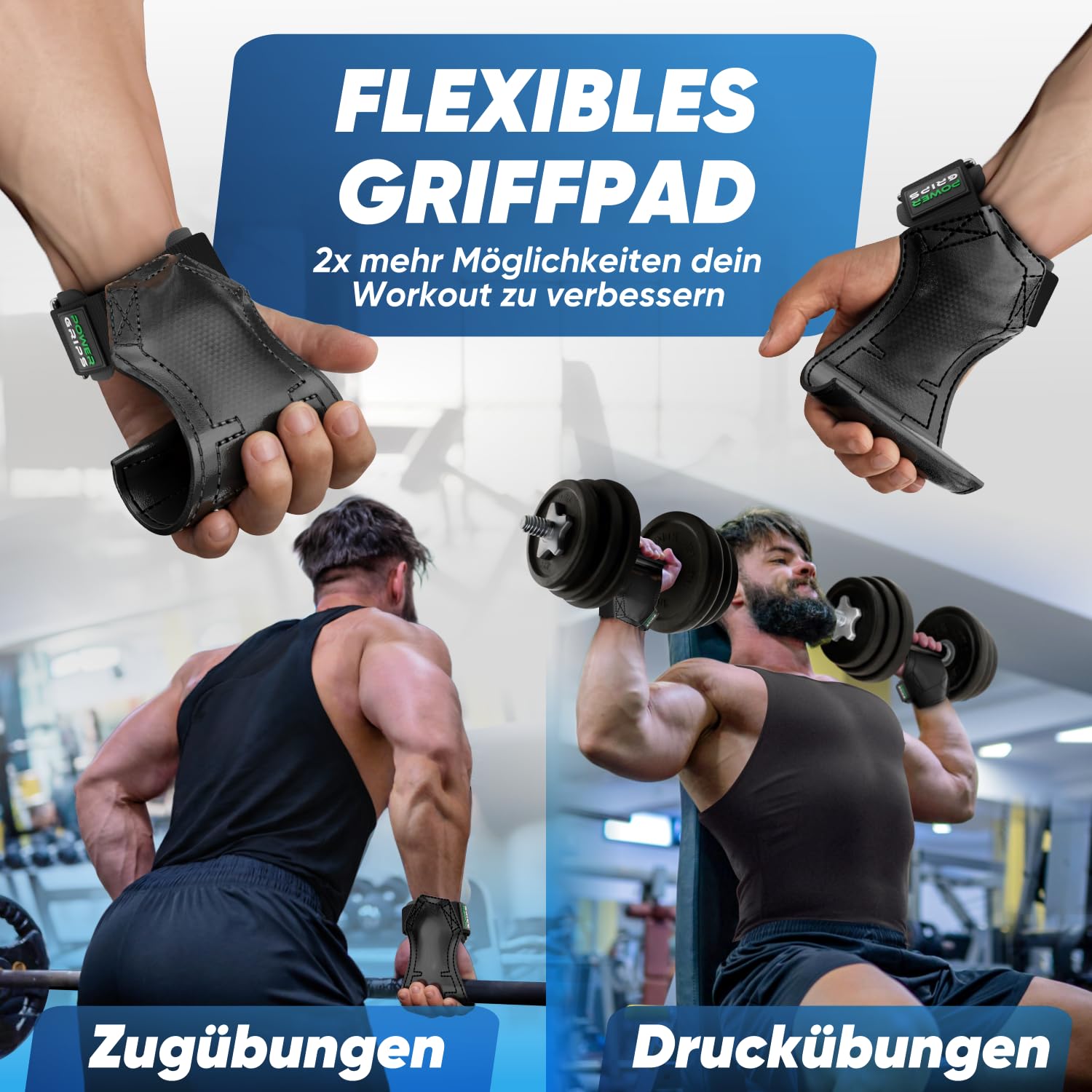 NetroxSports - Power Grips Fast Zughilfen für Krafttraining – Fitness Lifting Straps für Kreuzheben, Bodybuilding mit Handgelenkschutz - Grip Zughilfe, Zughilfen Gym, Griffhilfen Männer & Frauen