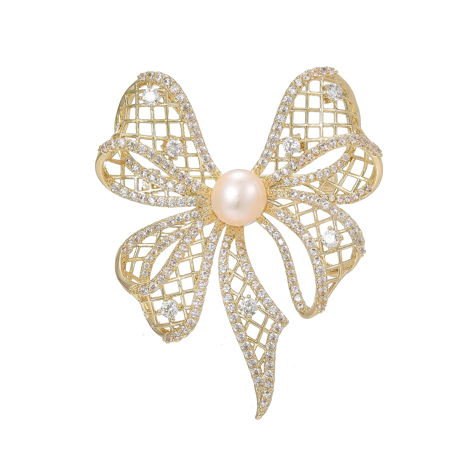 Pearl Flower Brooch and Pins for Women Gold Butterfly Bow Elegant Pin Christmas Gift Jewelry