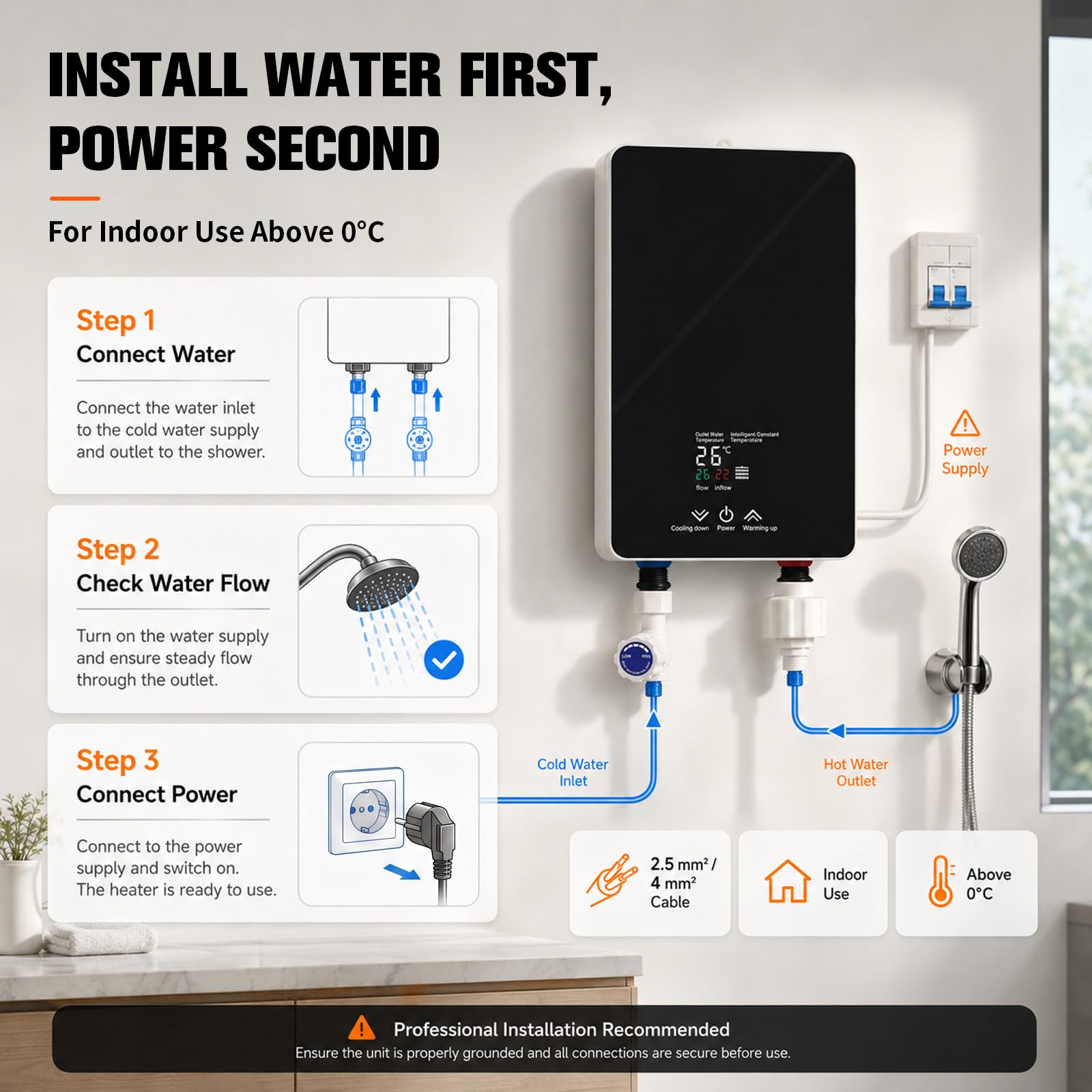 5500 W 220 V - Calentador de agua eléctrico