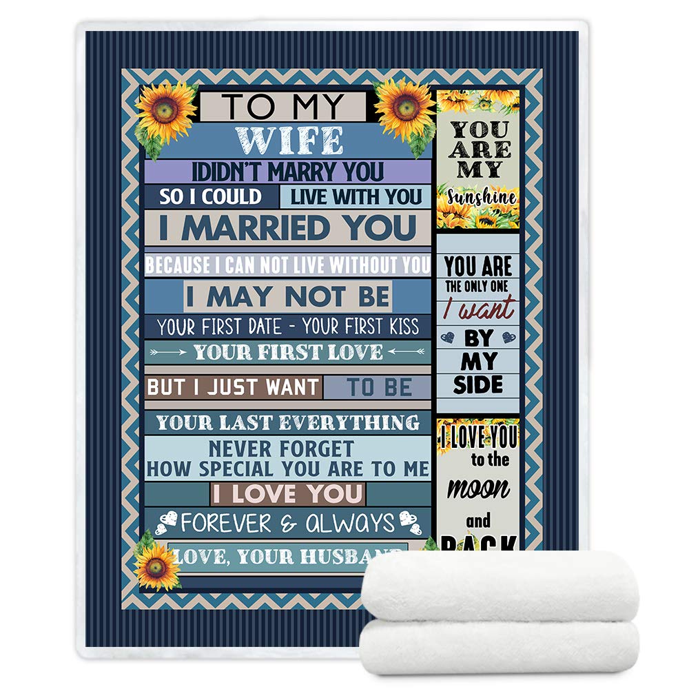 YunTu Gifts for Wife Husband Daughter Boyfriend Girlfriend Soft Sherpa Blankets and Throws for Bed Sofa and Couch Fluffy Warm Blanket (To Wife, 150x200cm(60x80inches))