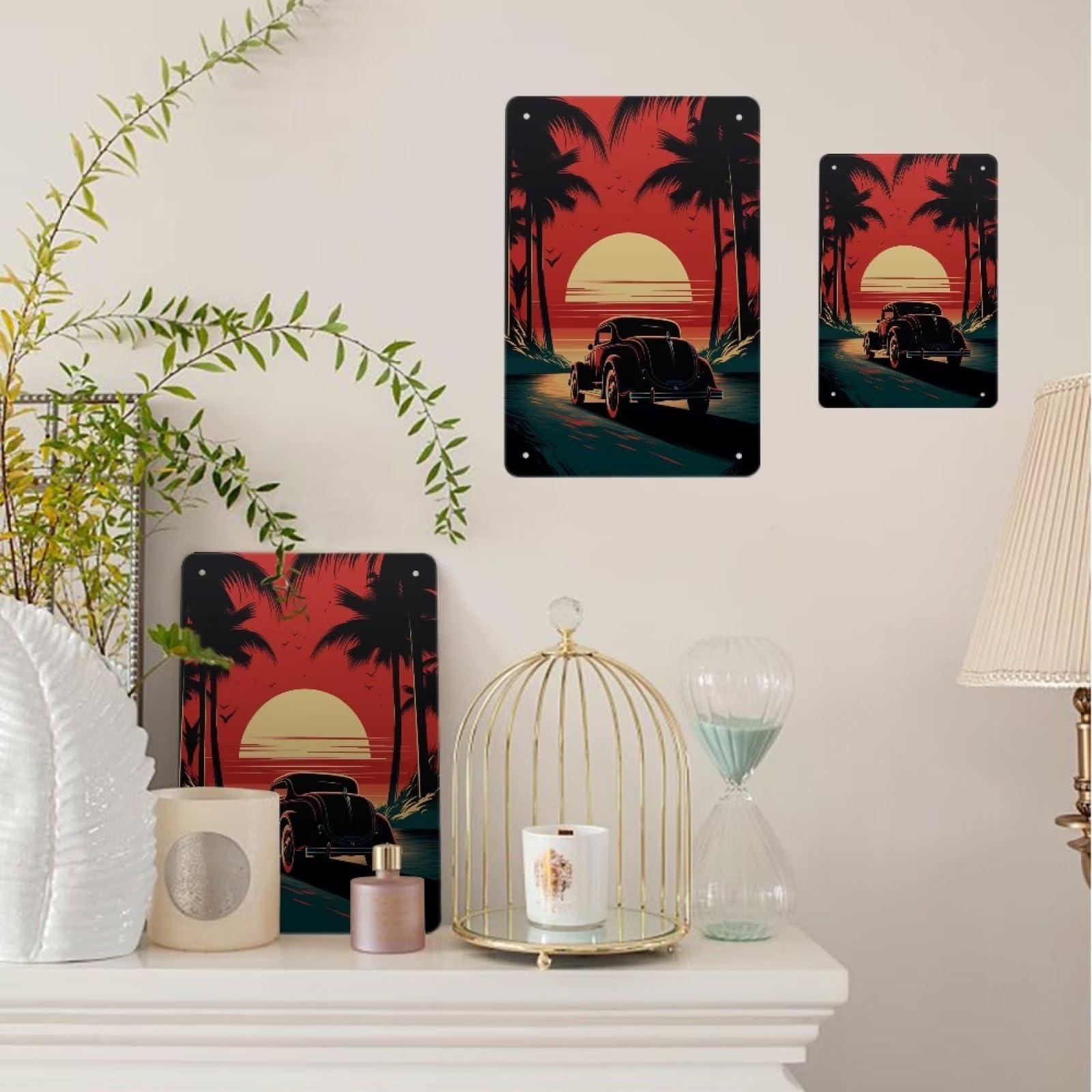 decoration en metal rouge ondulee - Ambiance Cadres