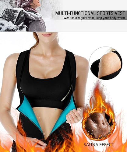 Miniatura 5 de Chaleco de sauna de neopreno para mujer, entrenador de cintura, sudor caliente, corsé delgado con cremallera, camiseta sin mangas para entrenamiento
