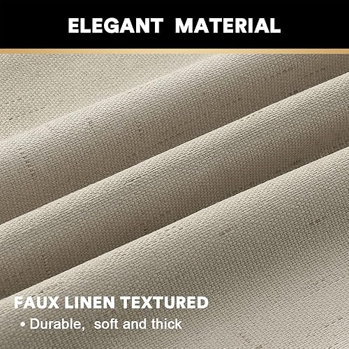 Miniatura 4 de PrinceDeco Cortinas 100% opacas para dormitoriosala de estar, cortinas opacas de lino de 96 pulgadas de largo, cortinas de tratamiento de ventanas