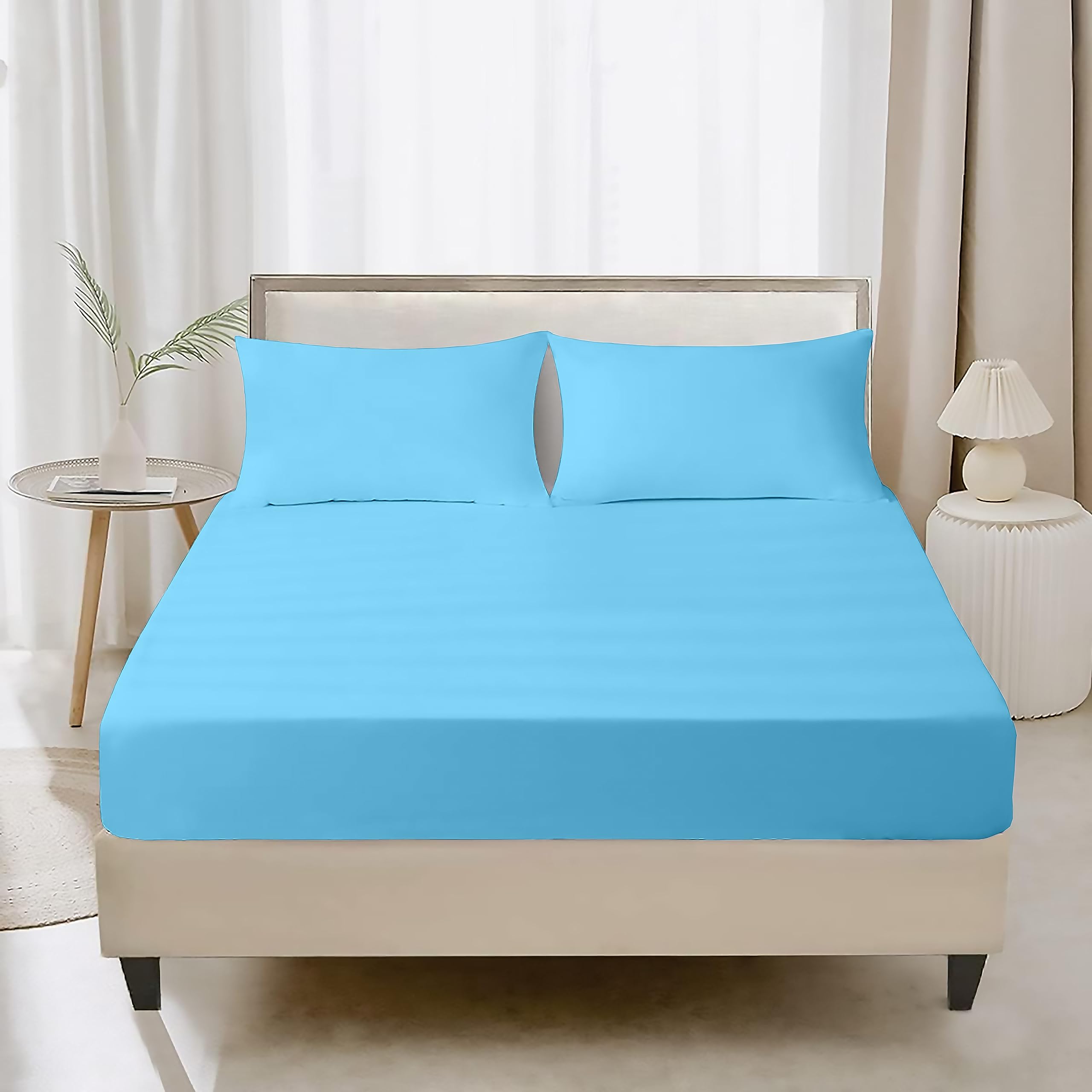 Ray Bedding 3PC Fitted Sheet Small Double Set 400 Thread Count 100% Egyptian Cotton 35cm Deep Small Double Fitted Sheet Bedding Set With Pillow Cases 2 Pack — image 1