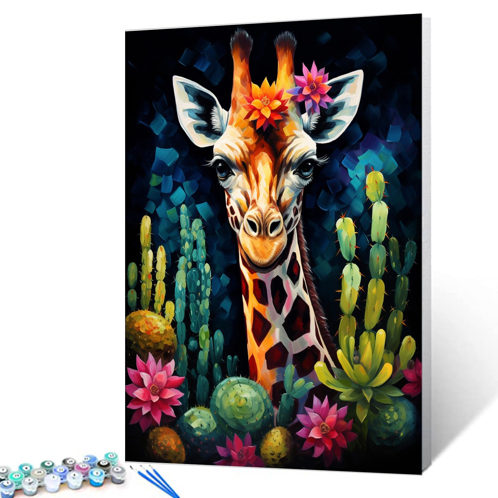 Kit Pittura Per Numeri Con Animali - Tela 40x50 Cm - Colori Acrilici Inclusi - Per Adulti E Bambini - Foto 8