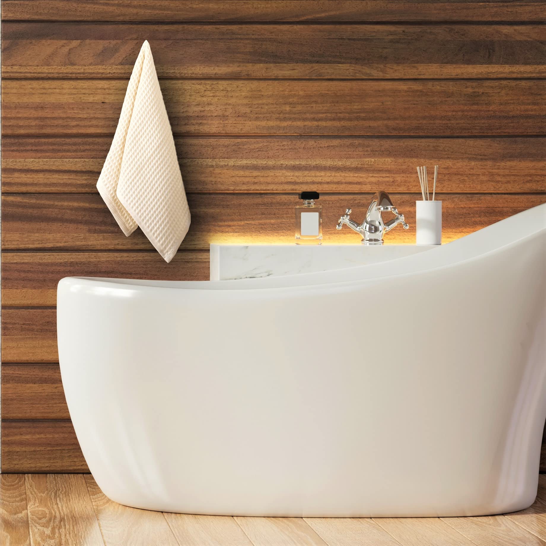 Püskül - Set di 6 asciugamani per mani e viso in tessuto a nido d'ape, 100% cotone turco, per pelli sensibili, 40 x 81 cm (naturale, beige, 6)