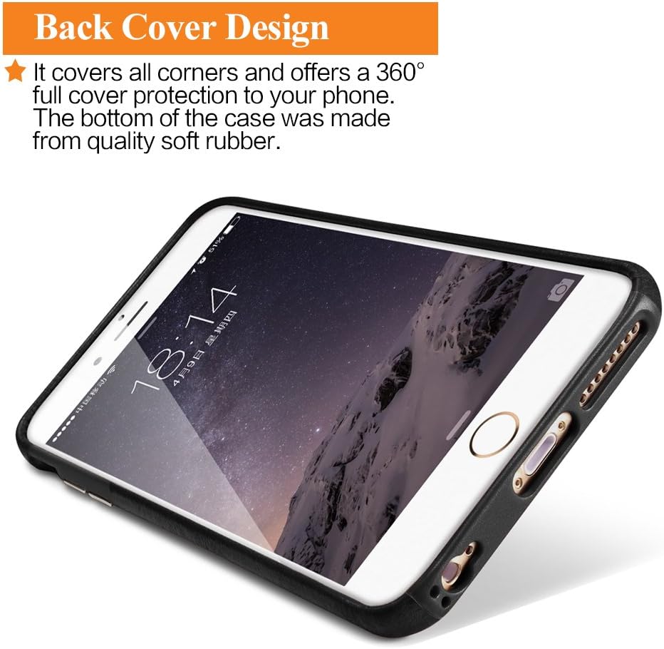 iPhone 6 Plus / 6S Plus Case, Icarercase [Vintage Classic Series] Luxury Premium Genuine Real Leather Case Back Cover with [Ultra Slim] for Apple iPhone 6 Plus / 6S Plus Case 5.5 Inch (Black) ¡­