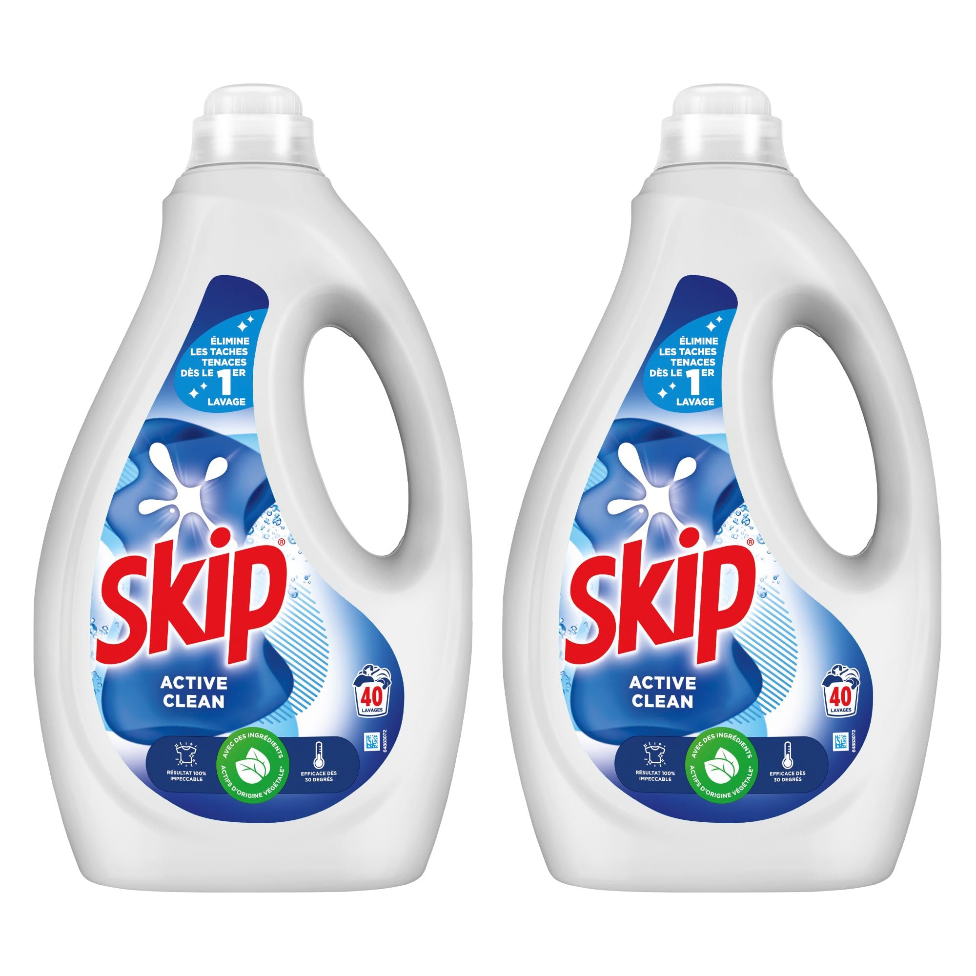 .Skip - Lessive liquide Active Clean - Propreté impeccable pour la famille - Fraîcheur longue durée - Détache les vêteme