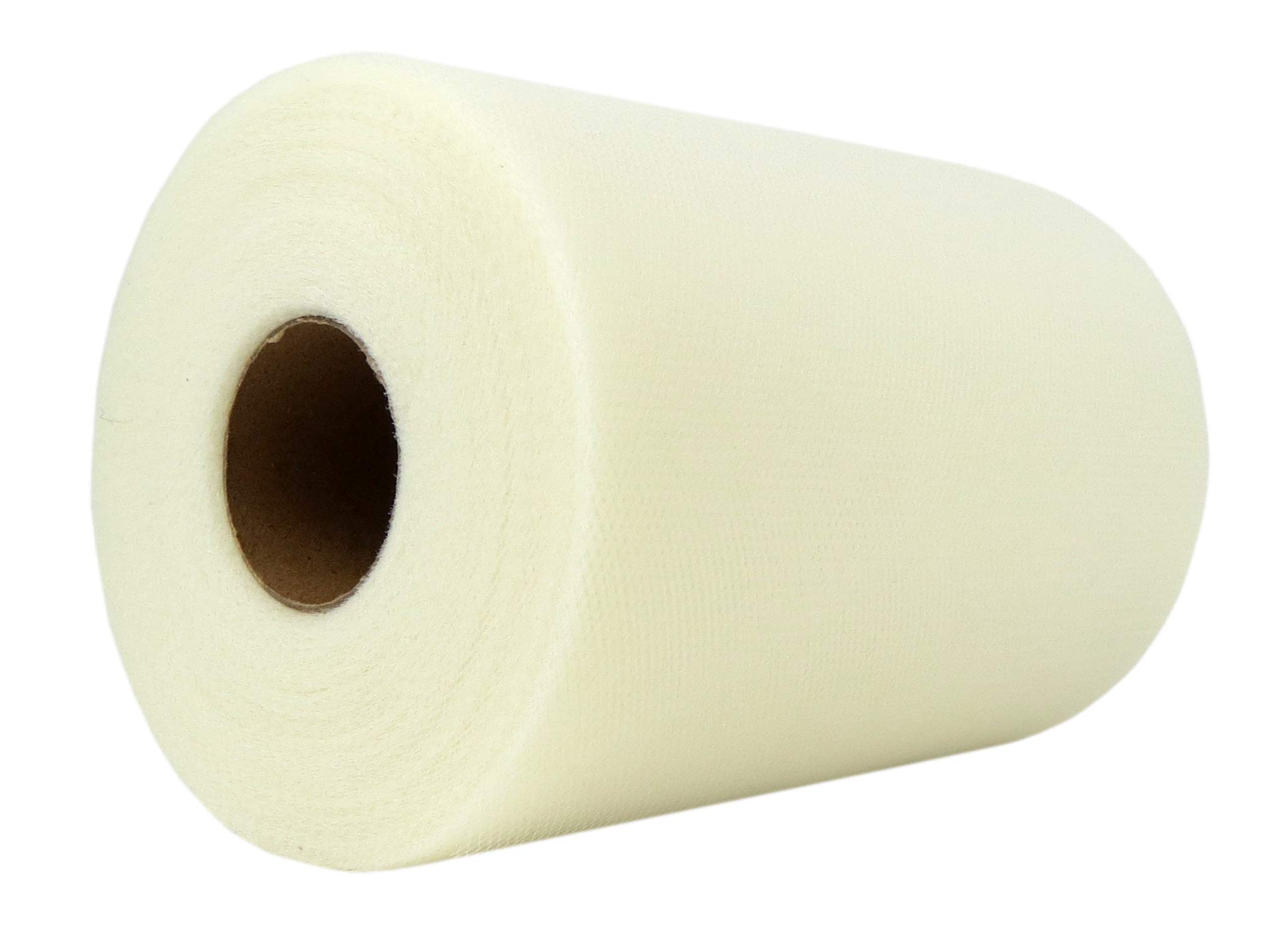 Craft ForgeTulle Fabric Roll | 6” by 100 Yards | Polyester Spool for Decorations Tutu Weddings Costumes Skirts Parties and More – (Ivory)